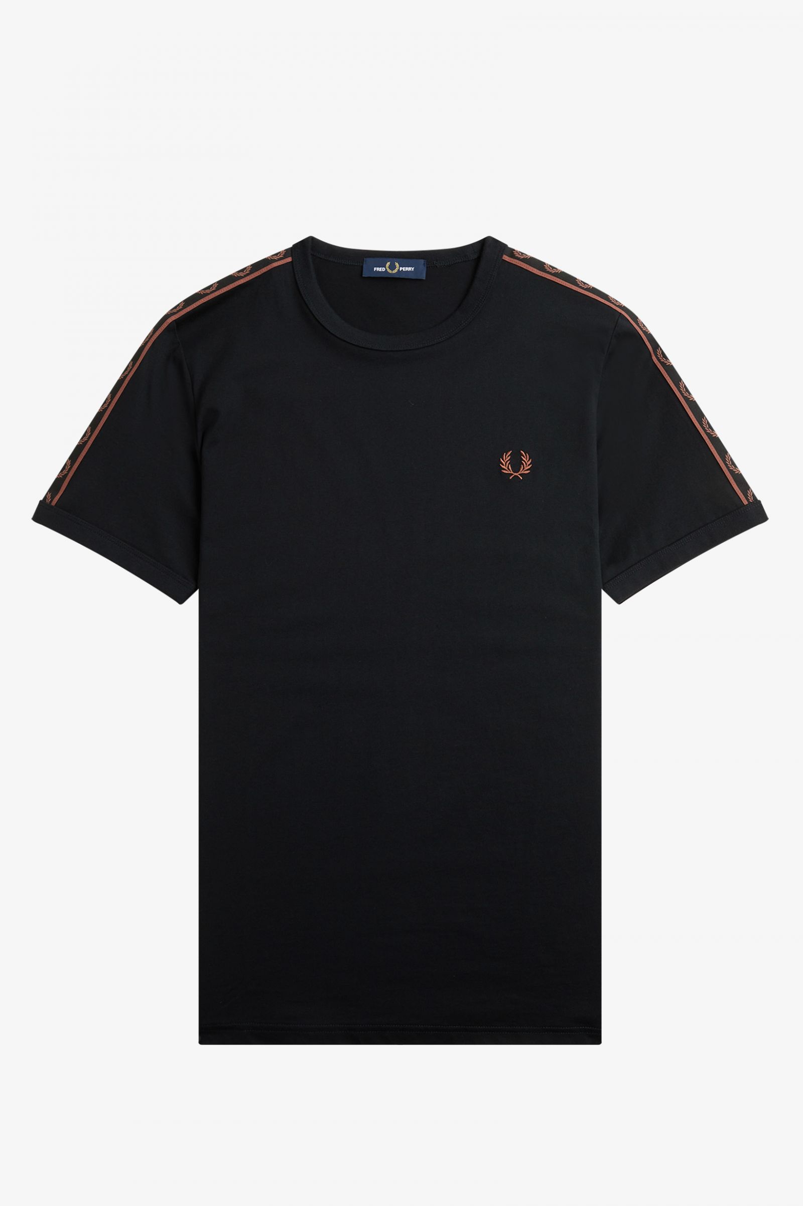 Contrast Tape Ringer T-Shirt Black / Whisky Brown 7038804
