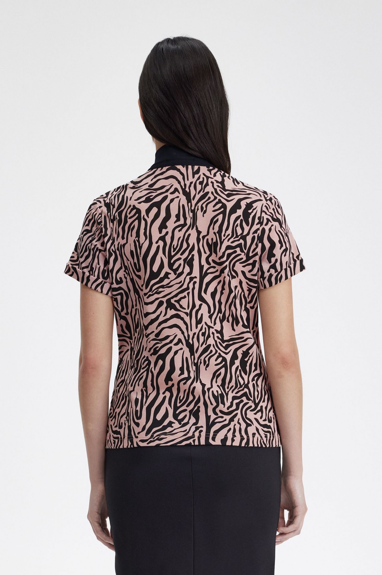 Amy Winehouse FoundationZebra Print Polo Shirt Dusty Rose Pink 7039387