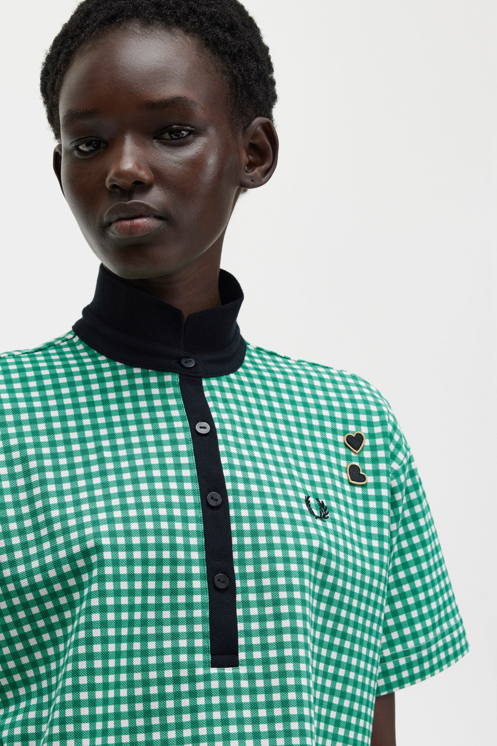 Amy Winehouse FoundationCropped Gingham Piqué Shirt Fred Perry Green 7037954
