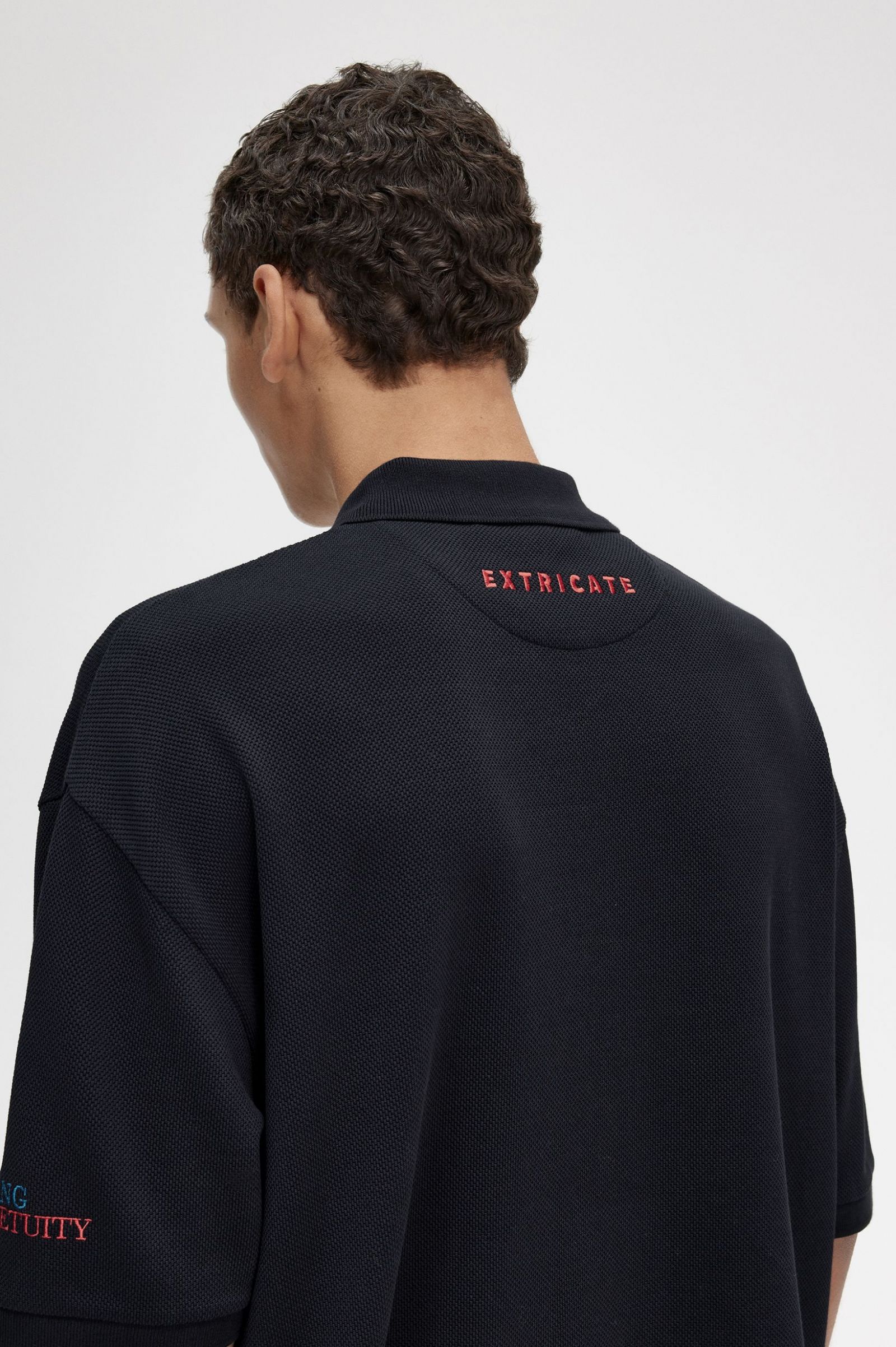 Raf SimonsEmbroidered Polo Shirt Black 7038636