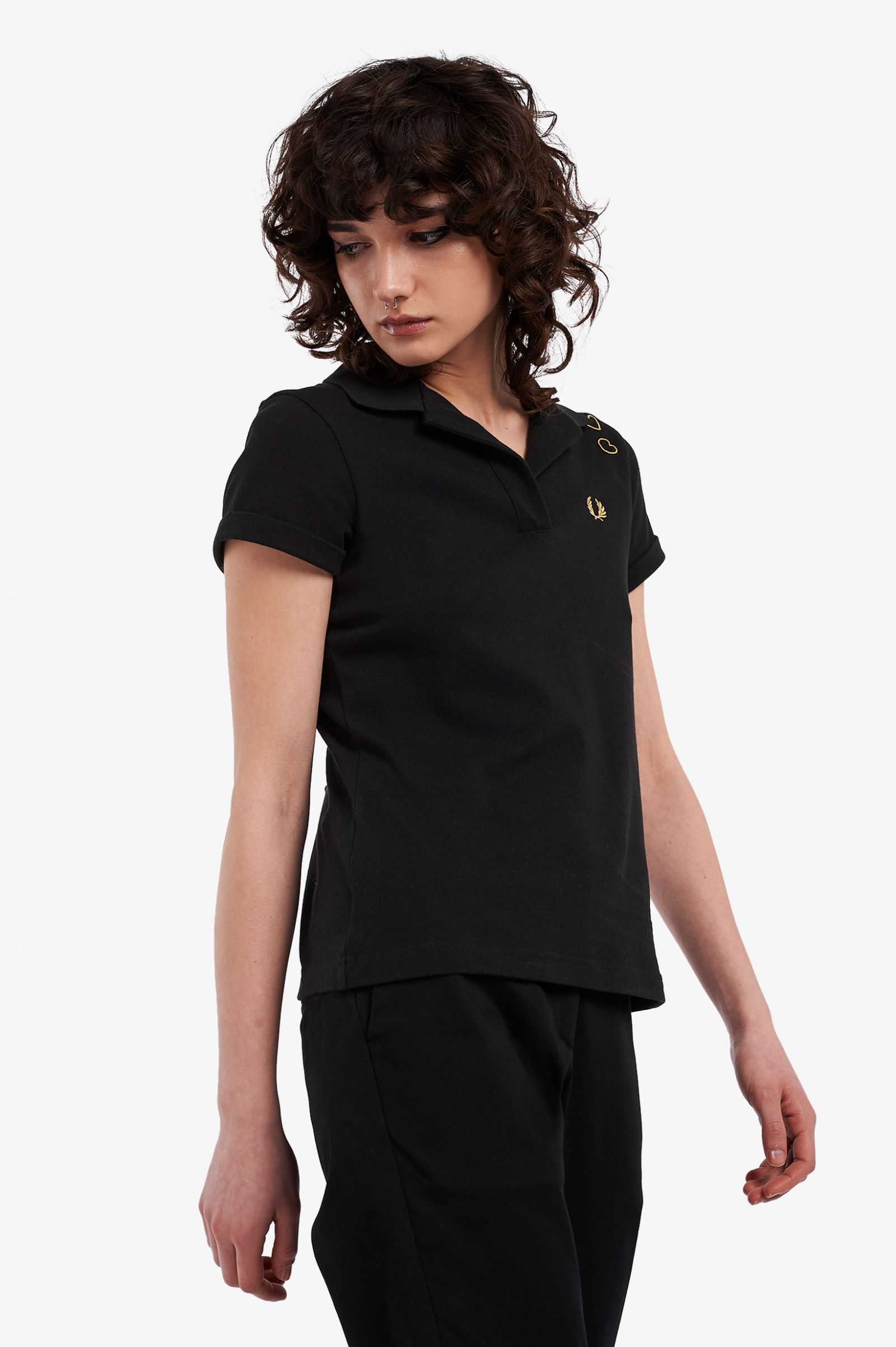 Amy Winehouse FoundationOpen-Collar Piqué Shirt Black 7037929