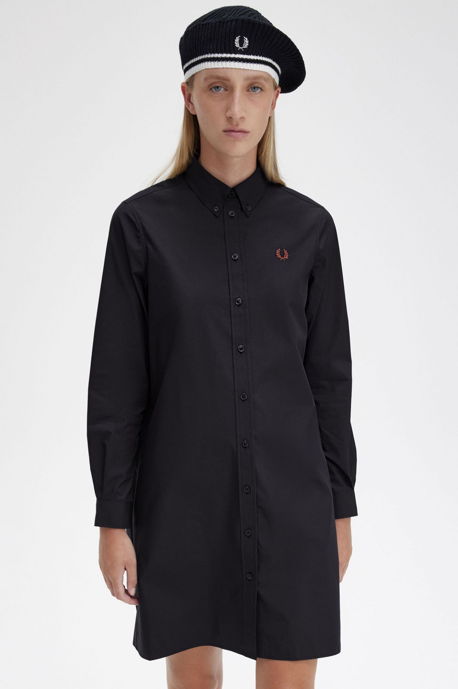 Button-Through Shirt Dress Black 7039354