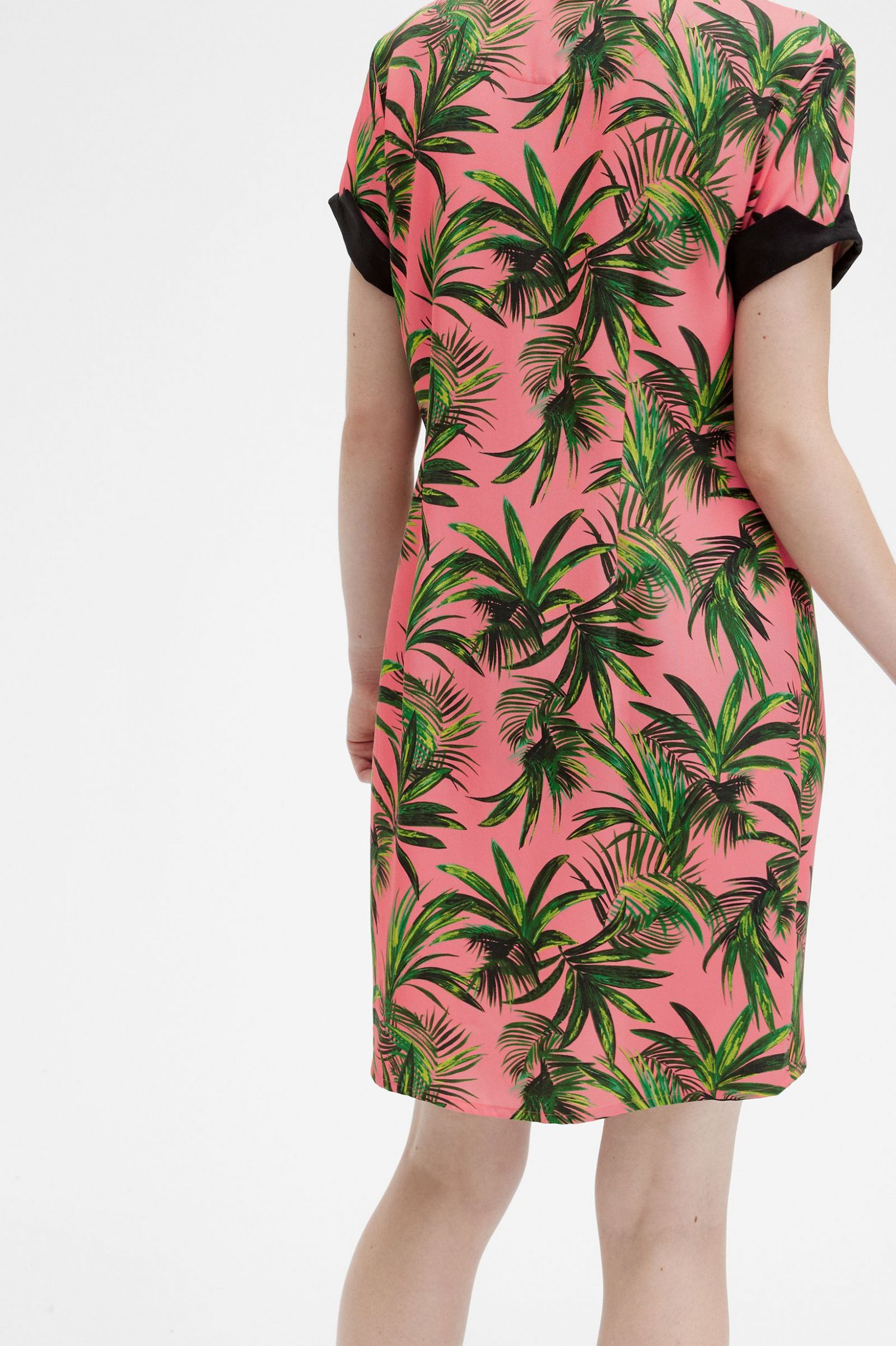 Amy Winehouse FoundationPalm Print Shirt Dress Coral Heat 7039301
