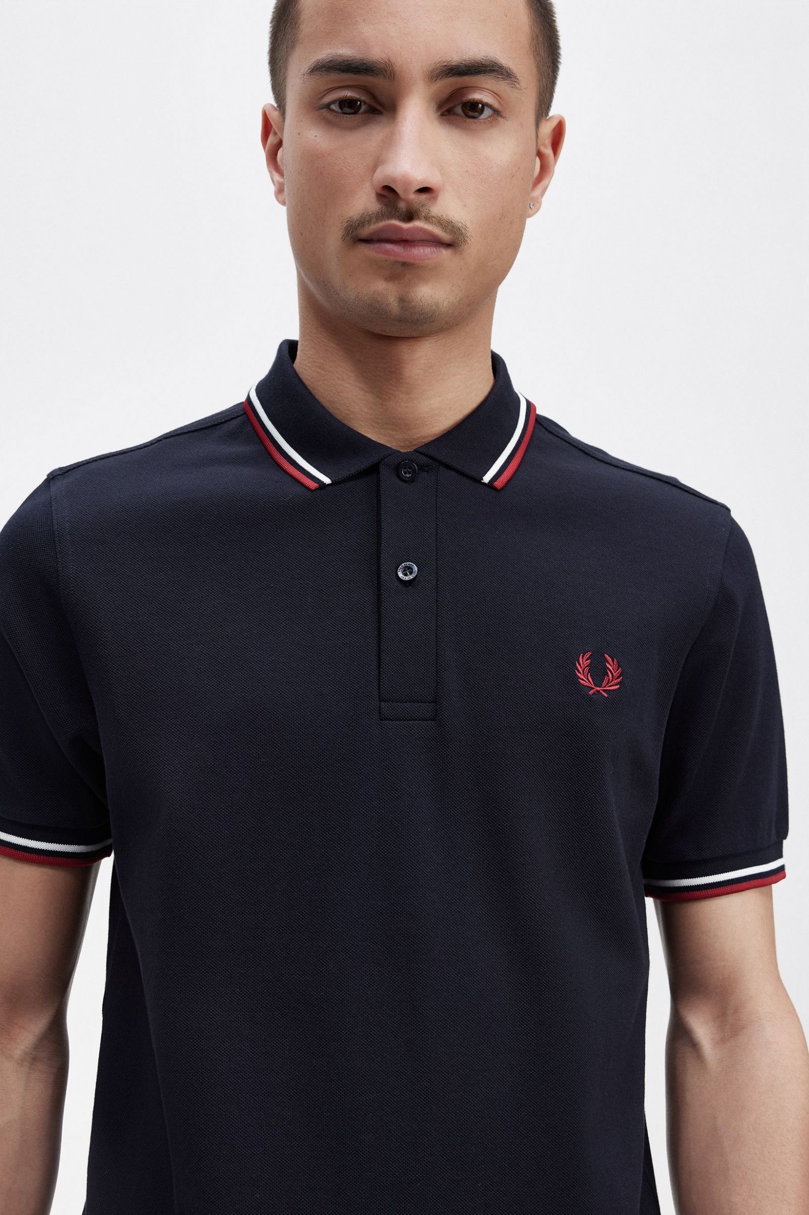 The Fred Perry ShirtM3600 Navy / Snow White / Burnt Red 7039034