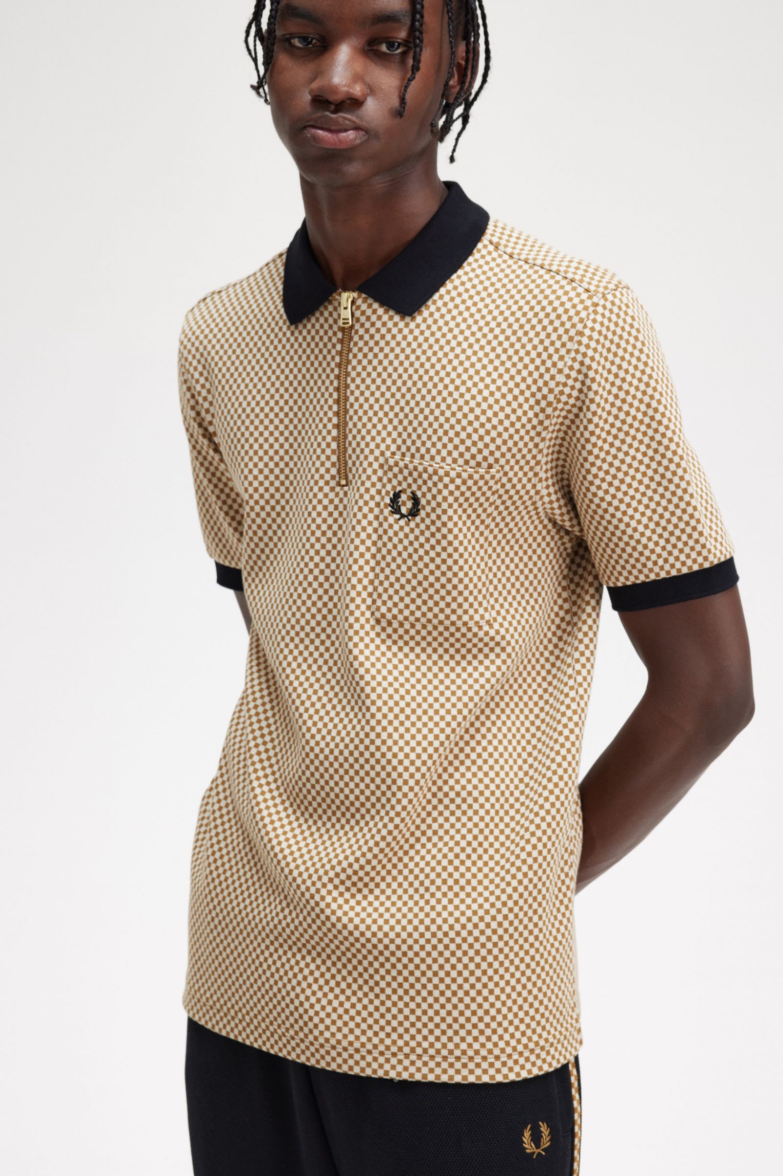 Micro Chequerboard Polo Shirt Field Green 7038038