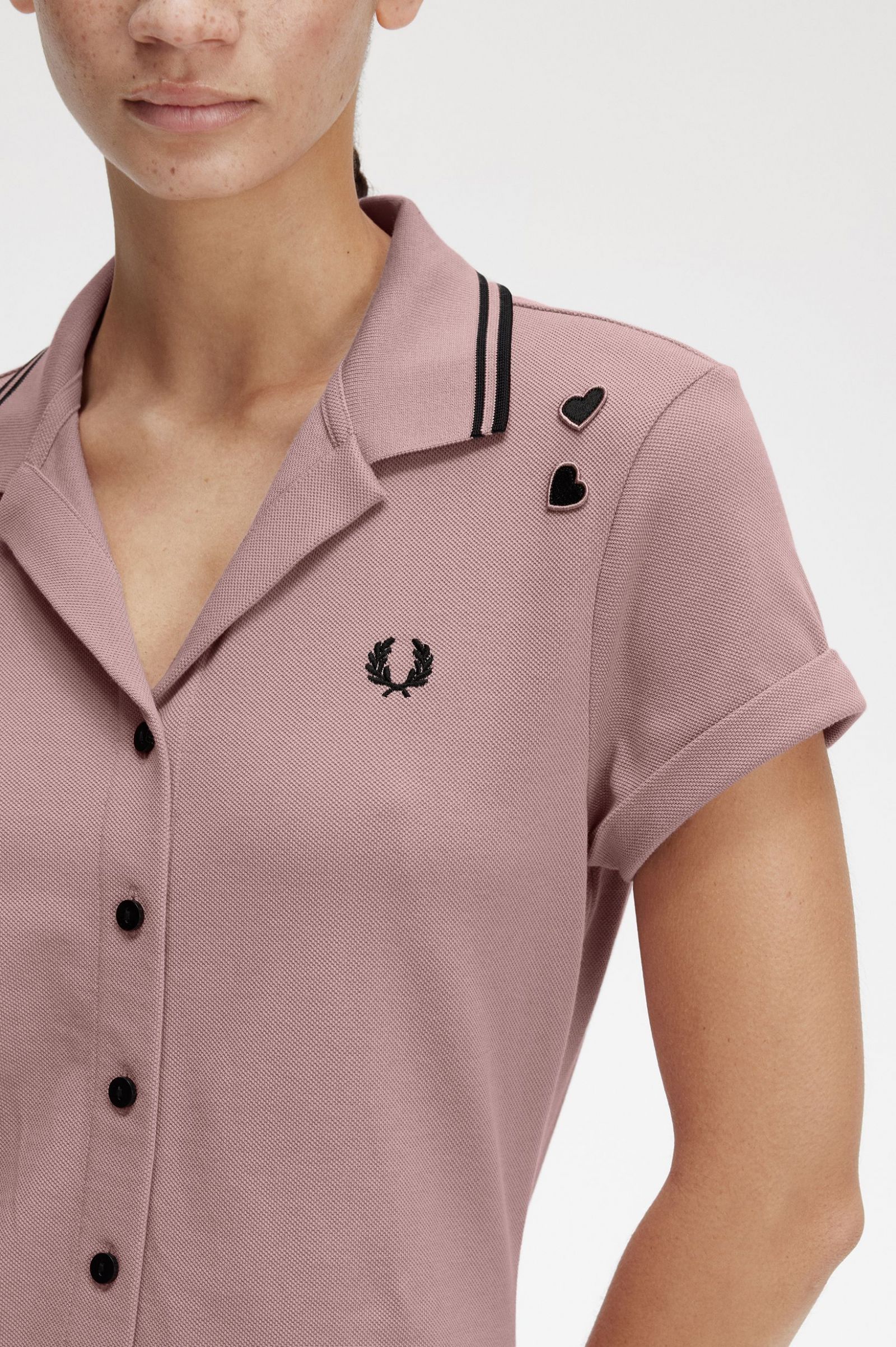 Amy Winehouse FoundationButton-Through Piqué Shirt Dress Dusty Rose Pink 7039303