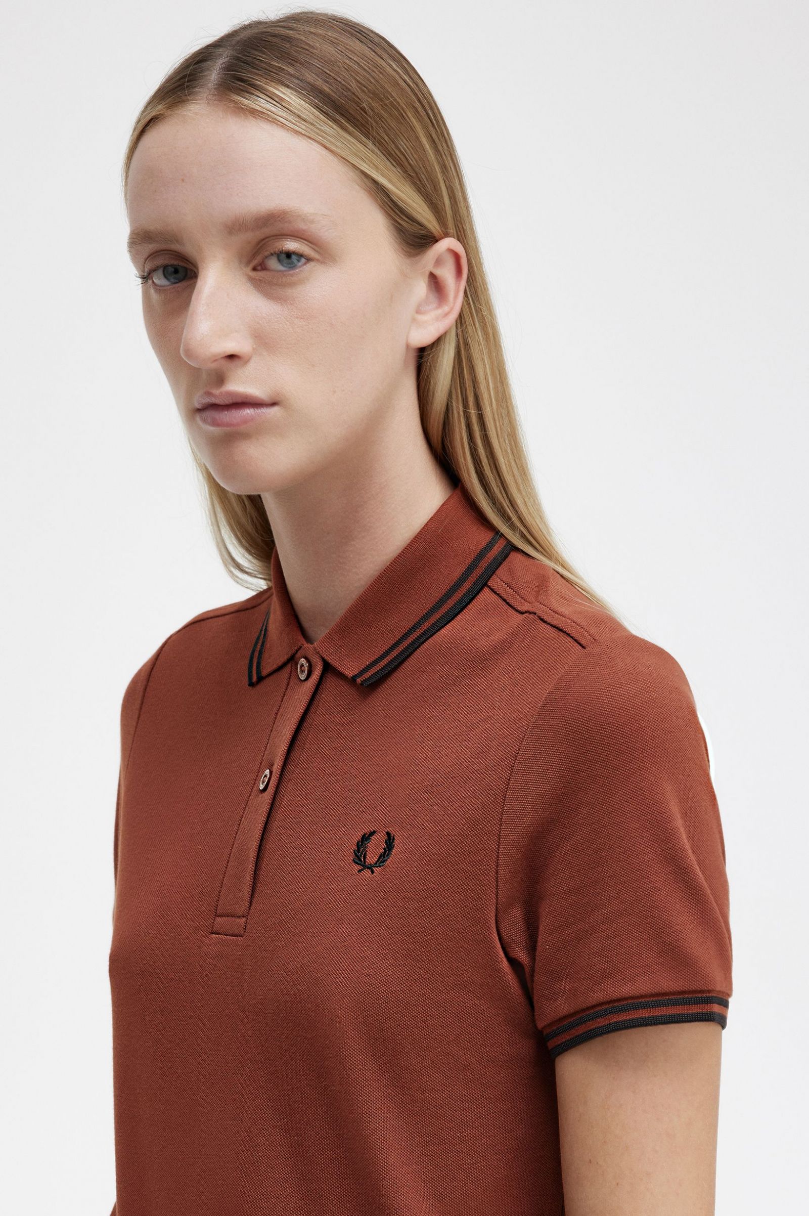 Twin Tipped Fred Perry Shirt Dress Whisky Brown / Black / Black 7039299