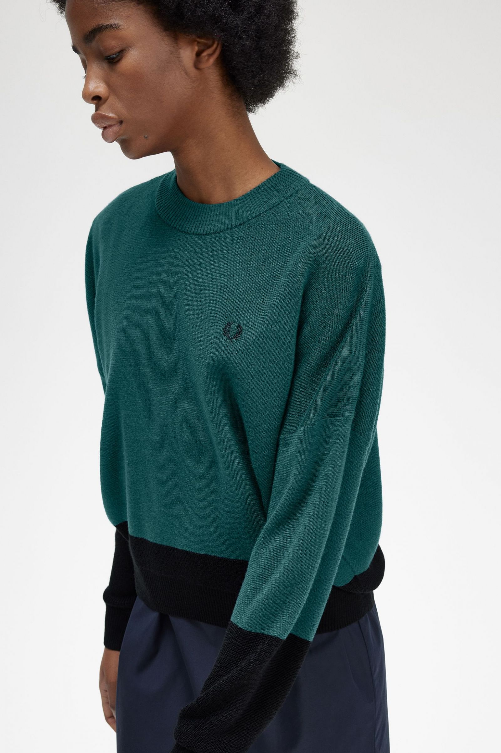 Colour Block Jumper Petrol Blue 7039313