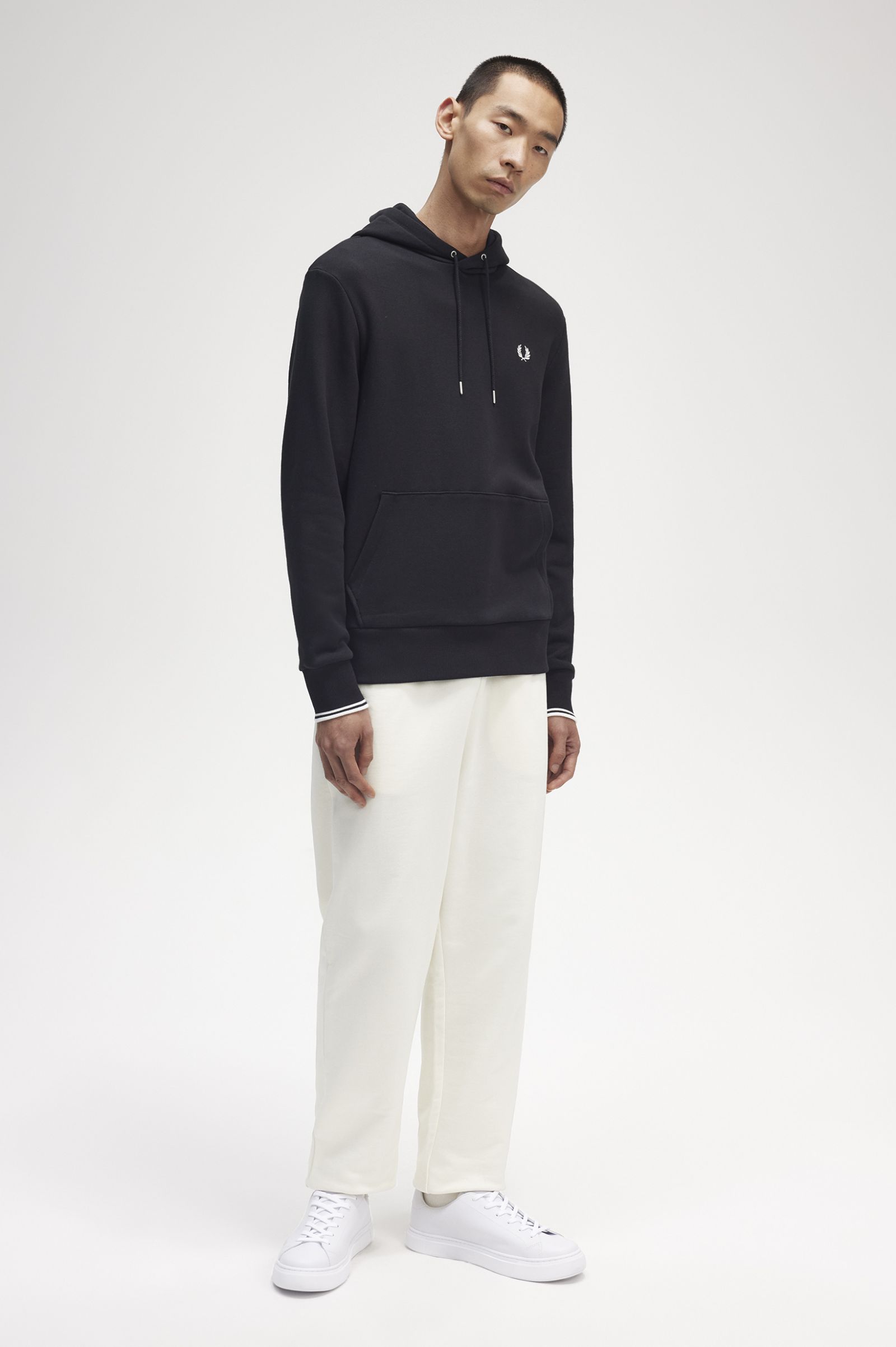 Tipped Hooded Sweatshirt Black 7038870
