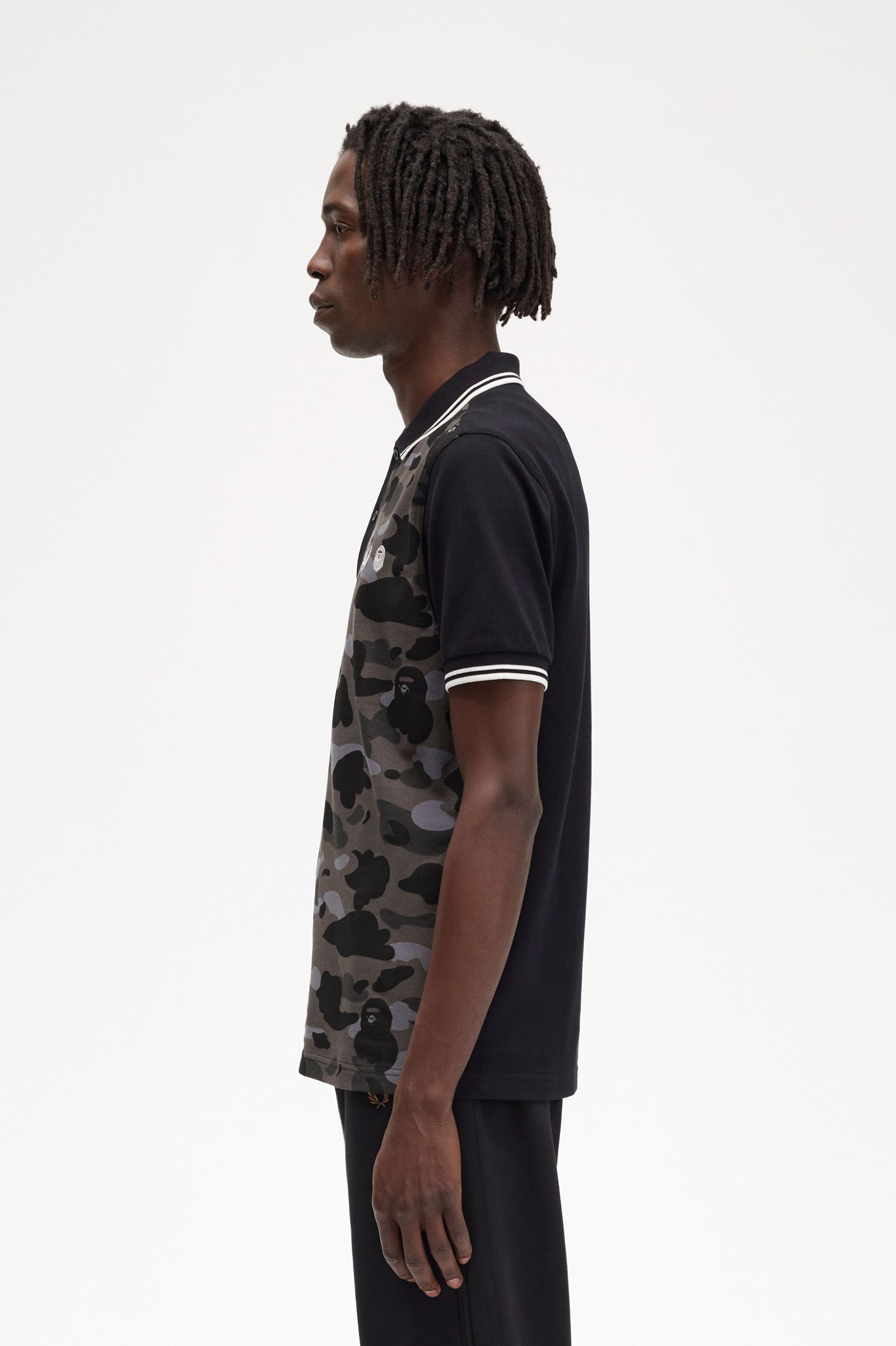 A Bathing Ape?Camouflage Fred Perry Shirt Black 7038240