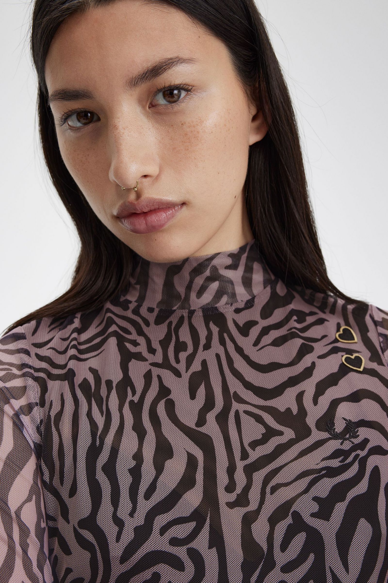 Amy Winehouse FoundationZebra Print Mesh Dress Dusty Rose Pink 7039370