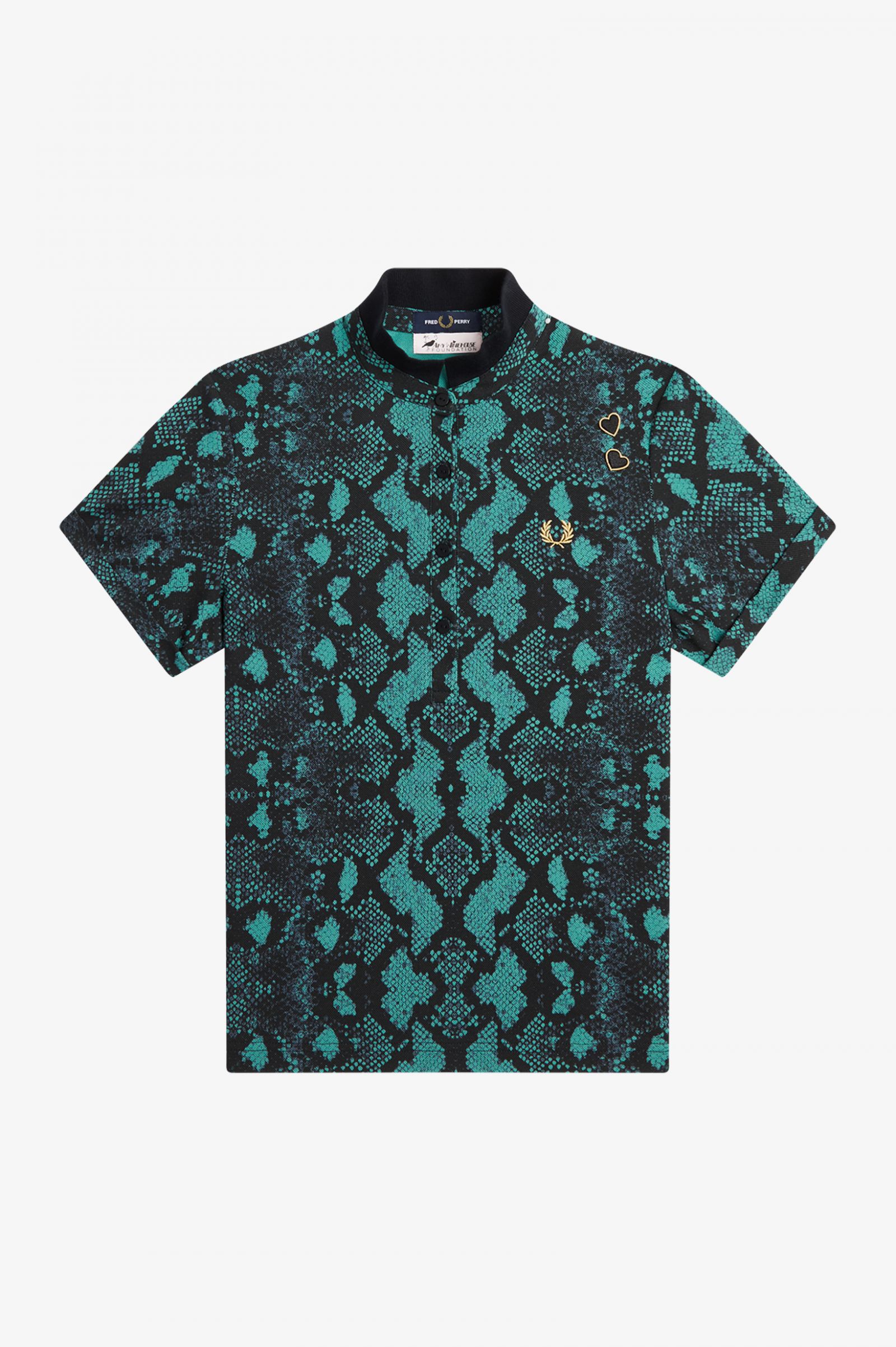 Amy Winehouse FoundationSnake Print Polo Shirt Deep Mint 7039414