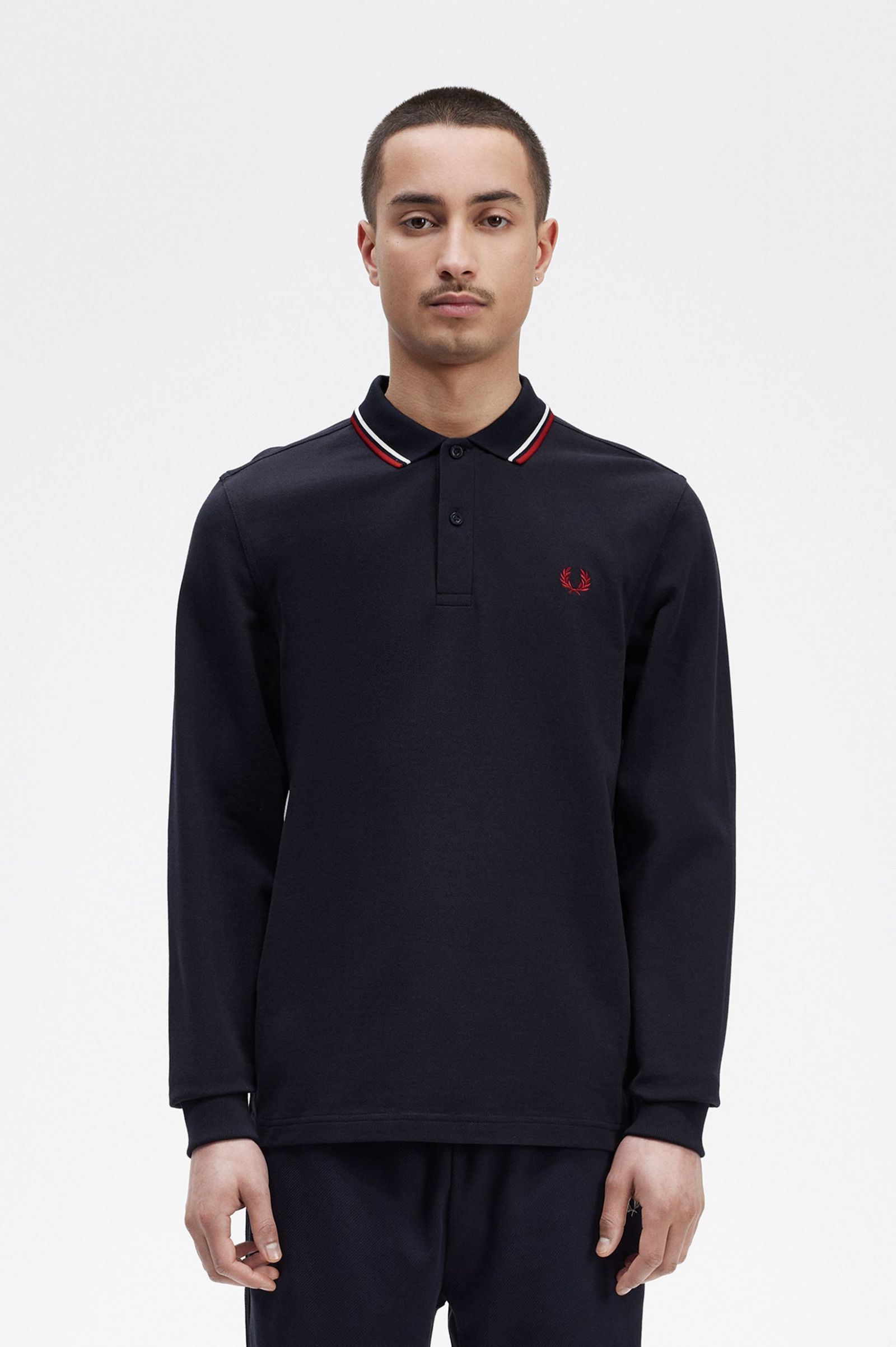 The Fred Perry ShirtM3636 Navy / Snow White / Burnt Red 7038545