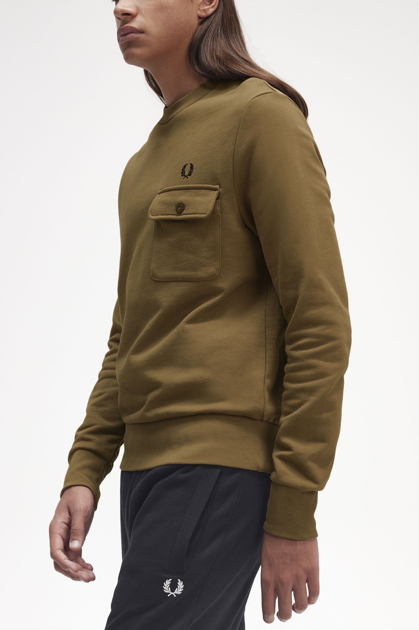 ReissuesPocket Detail Crew Neck Sweatshirt Shaded Stone 7037857