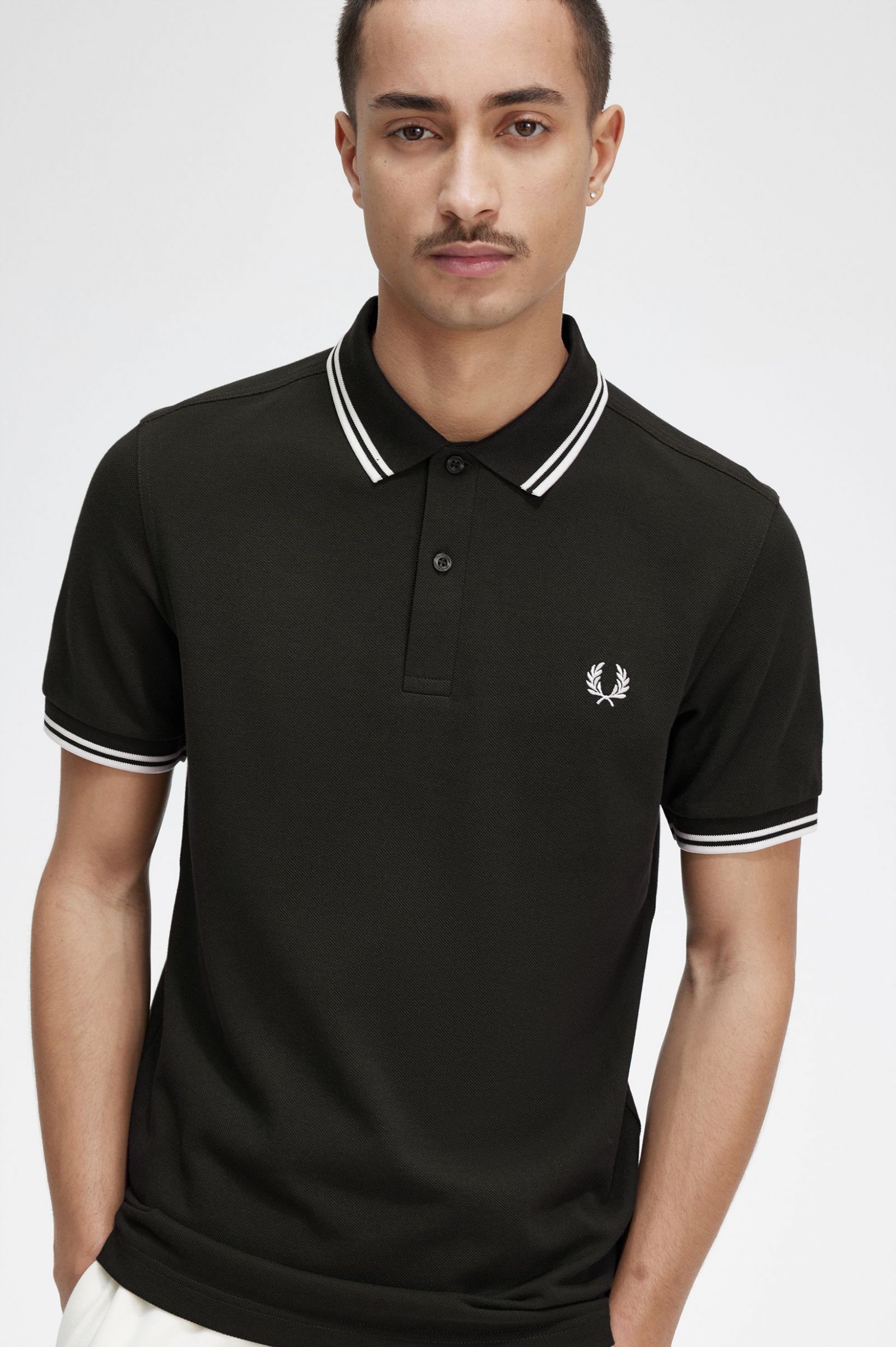 The Fred Perry ShirtM3600 Night Green / Snow White / Snow White 7039064
