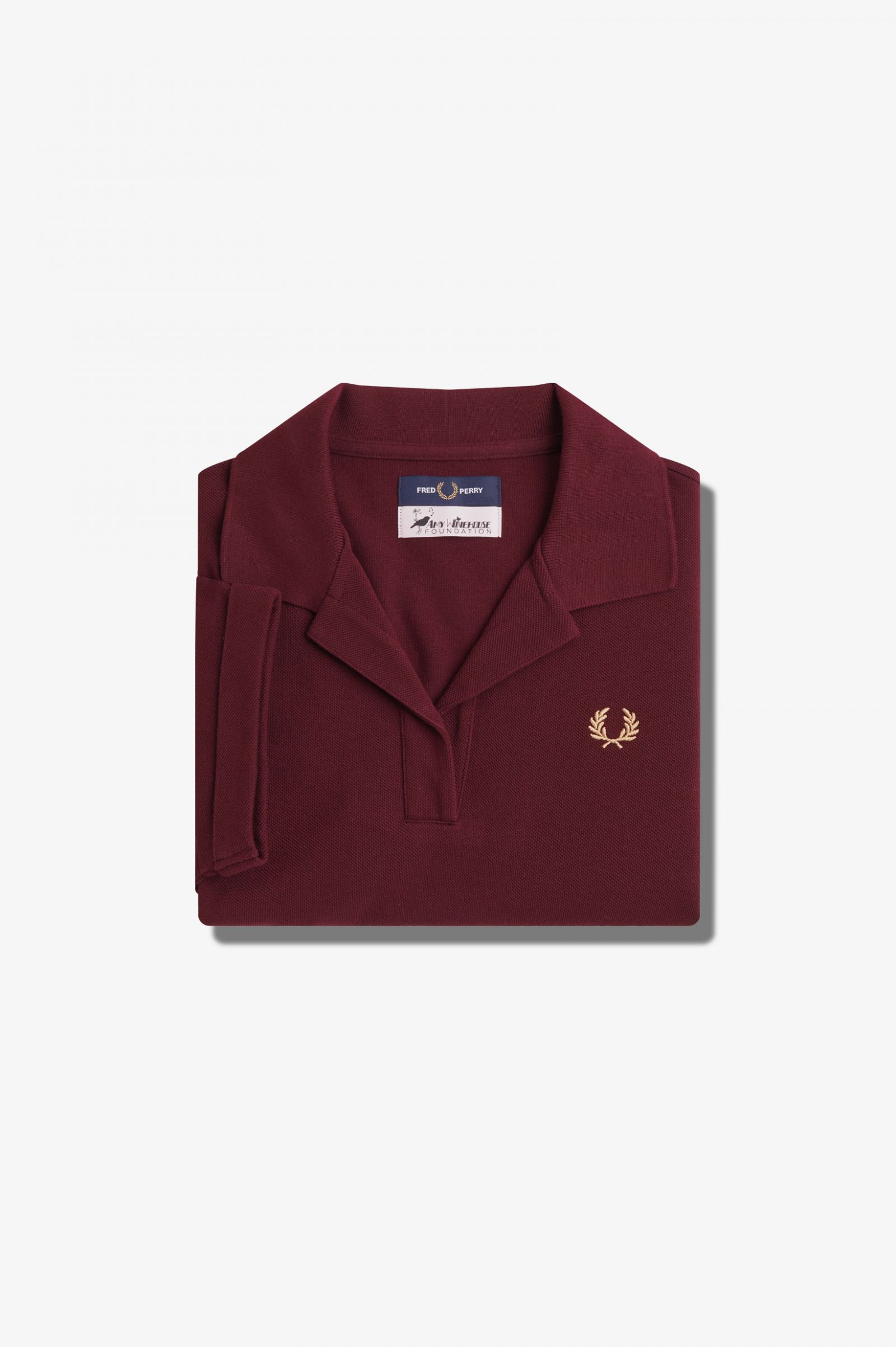 Amy Winehouse FoundationOpen-Collar Pique Shirt Oxblood 7039375