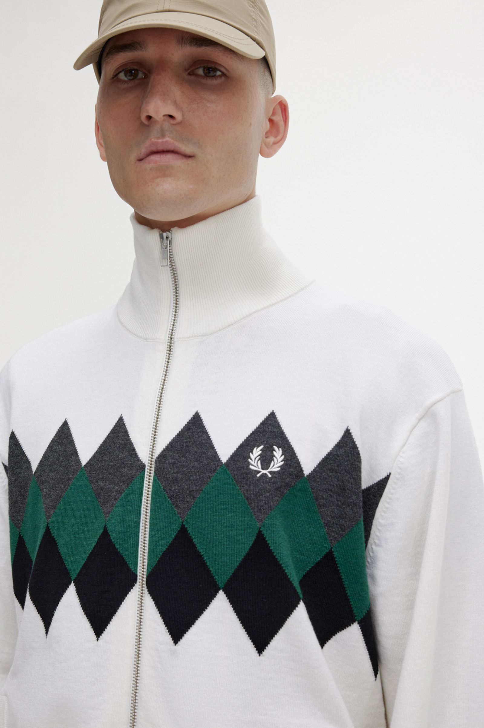 ReissuesDiamond Intarsia Cardigan Snow White 7037881