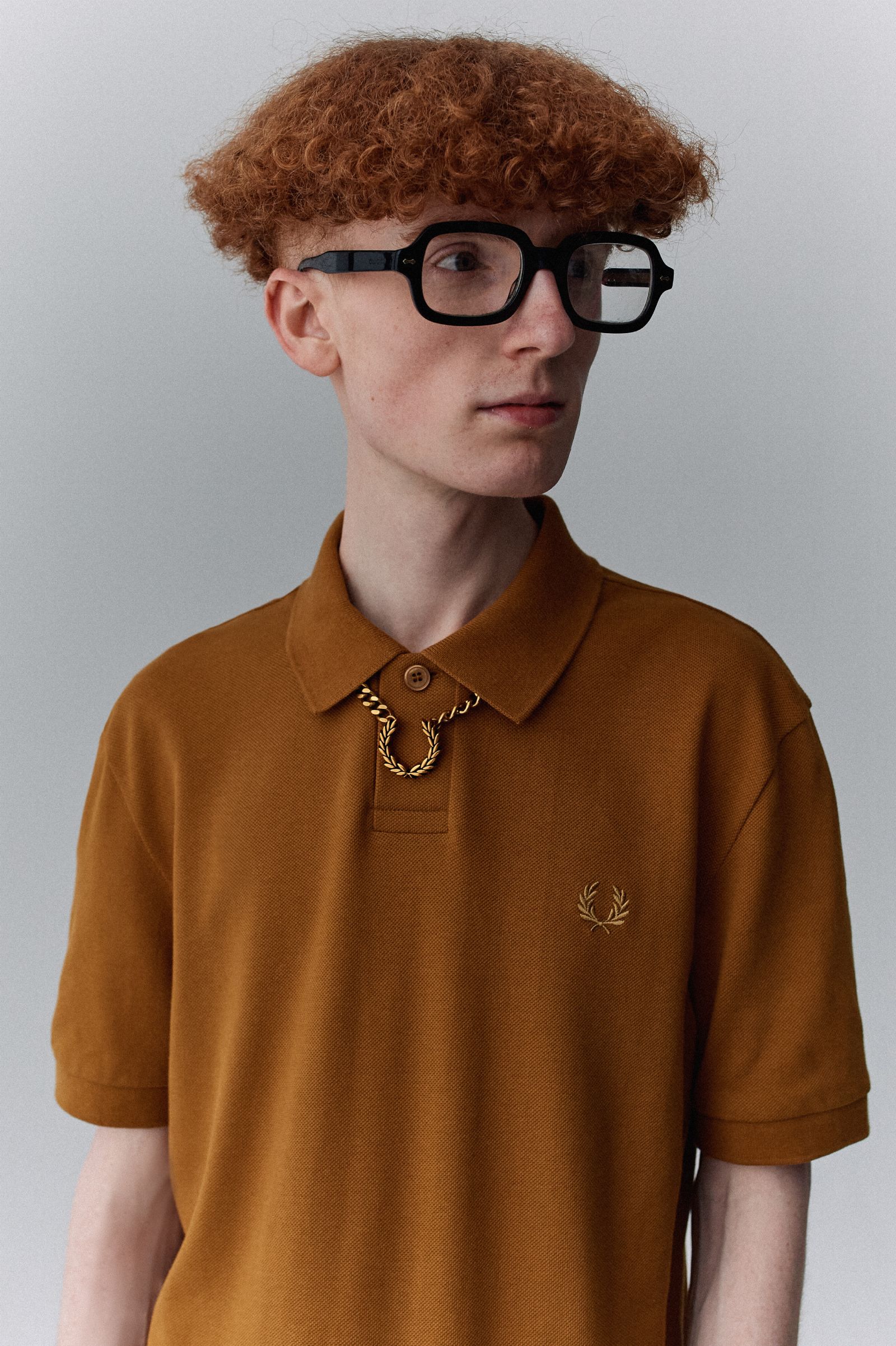 ReissuesOne Button Polo Shirt Dark Caramel 7037842