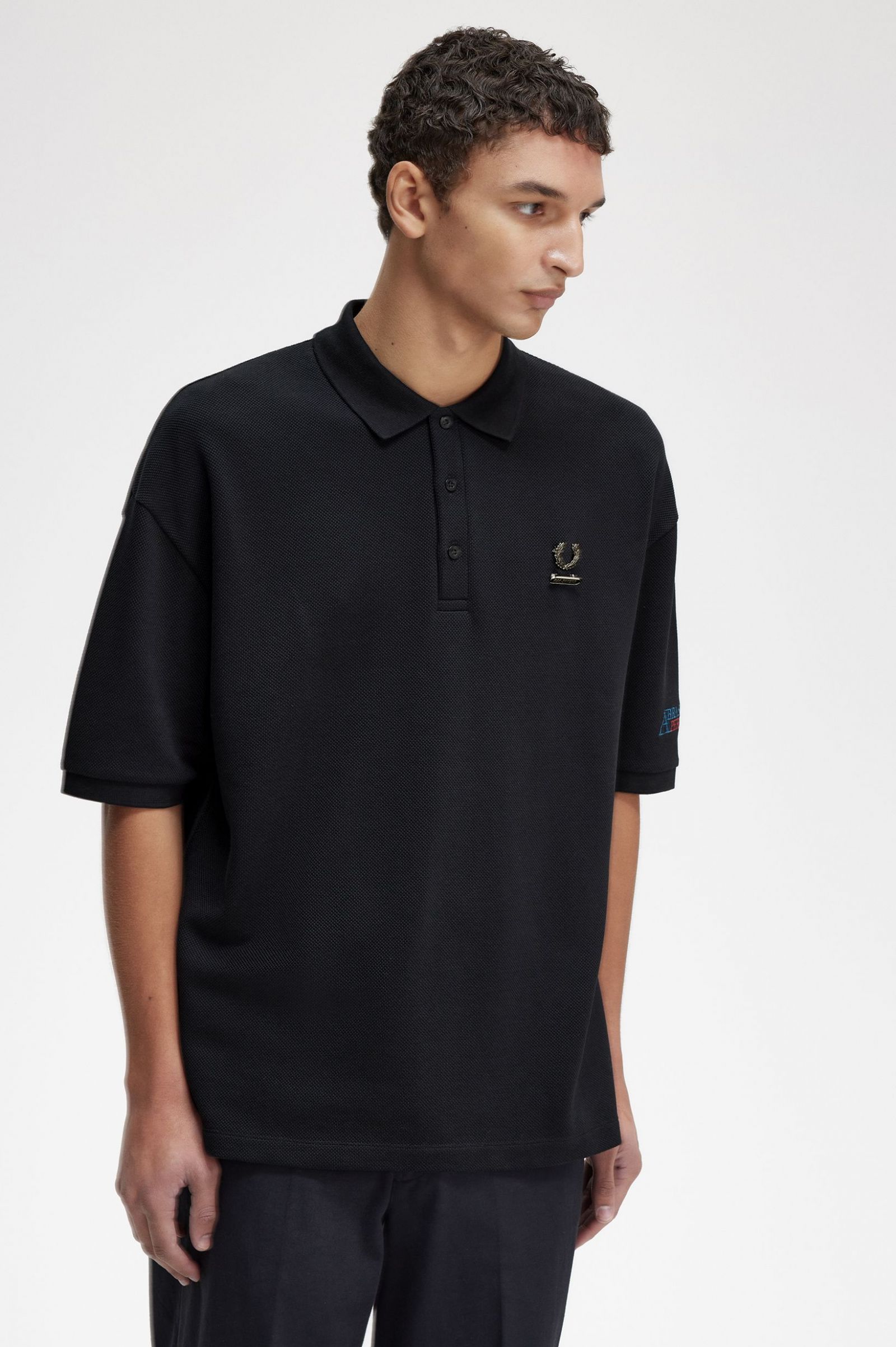 Raf SimonsEmbroidered Polo Shirt Black 7038636