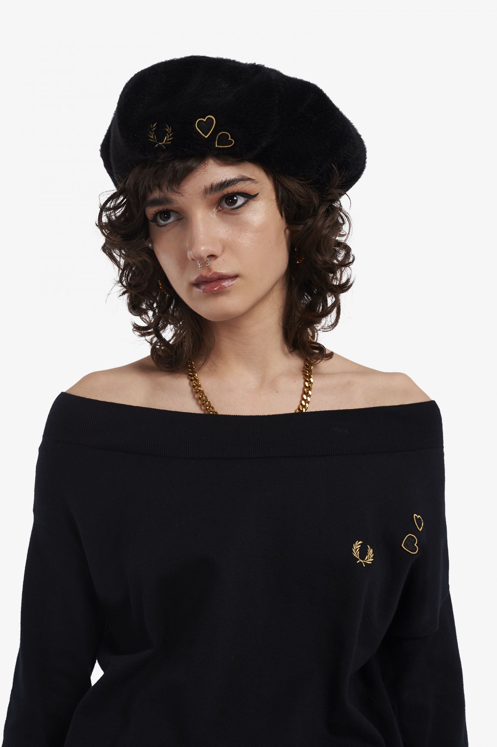 Amy Winehouse FoundationOff-The-Shoulder Knitted Top Black 7037959