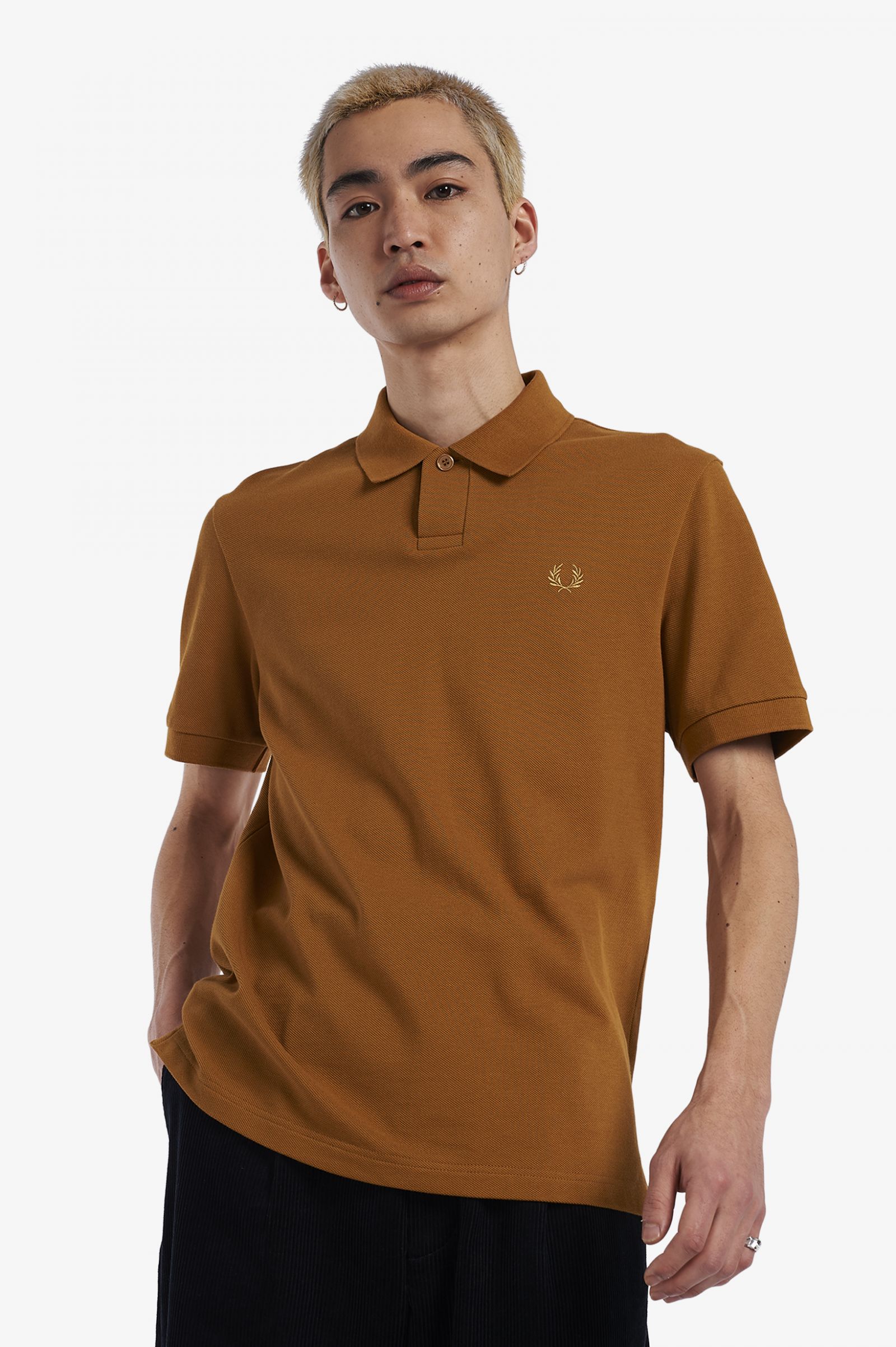 ReissuesOne Button Polo Shirt Dark Caramel 7037842