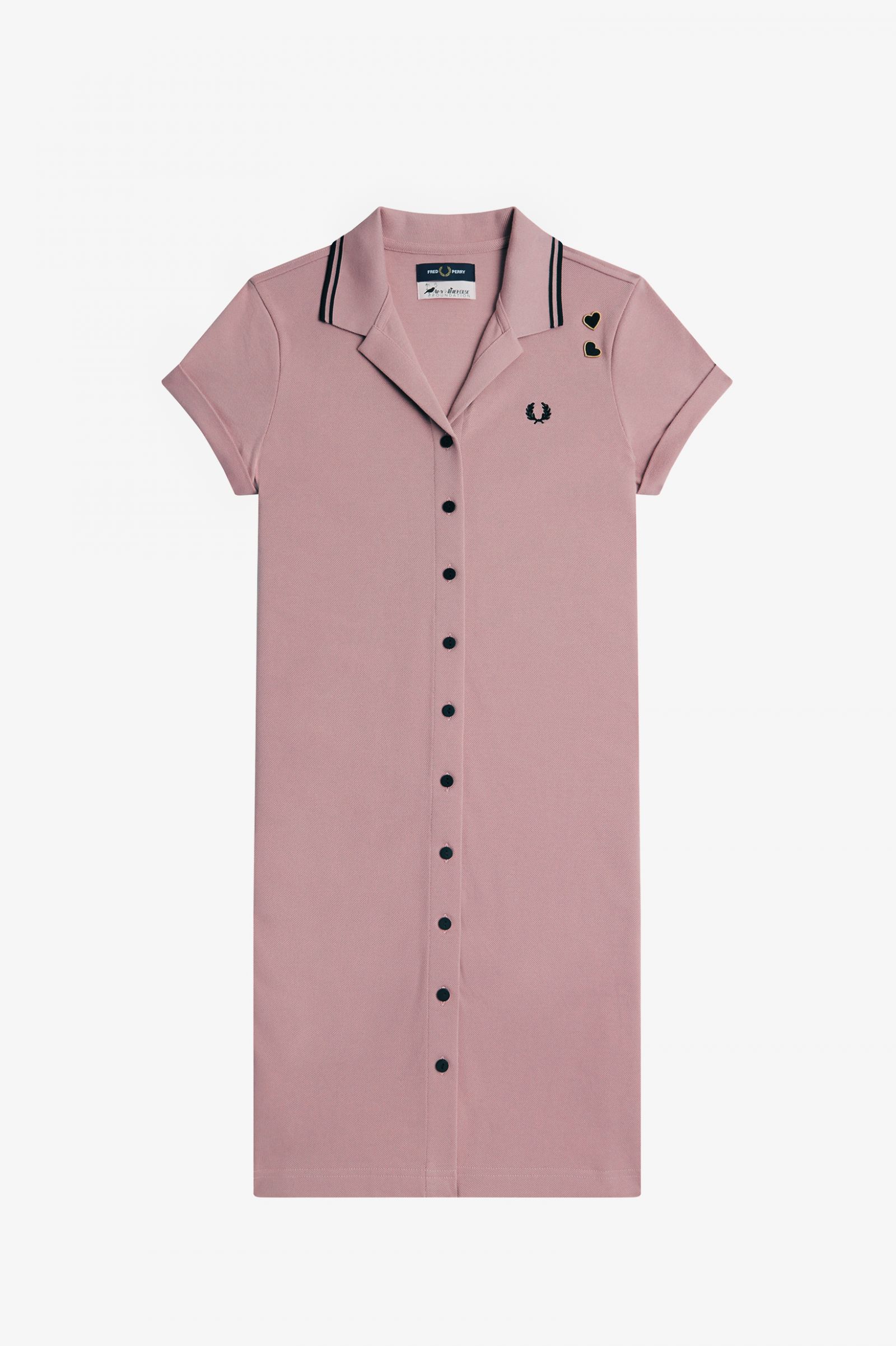 Amy Winehouse FoundationButton-Through Piqué Shirt Dress Dusty Rose Pink 7039303