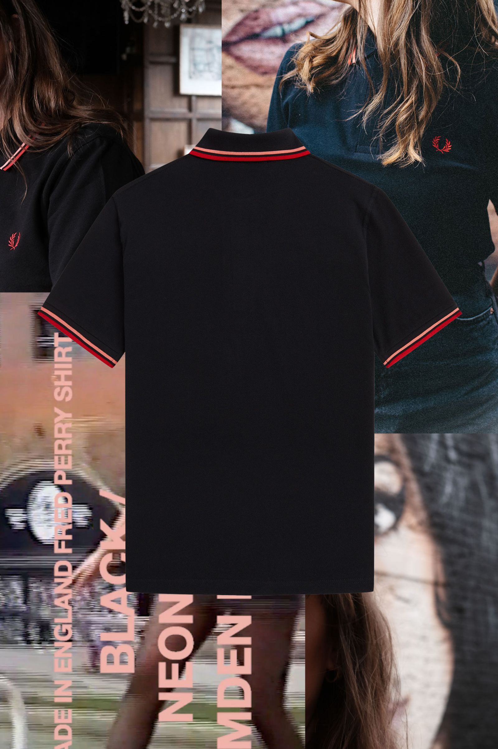 The Fred Perry ShirtM12 Black / Coral Heat / Camden Brick 7038056