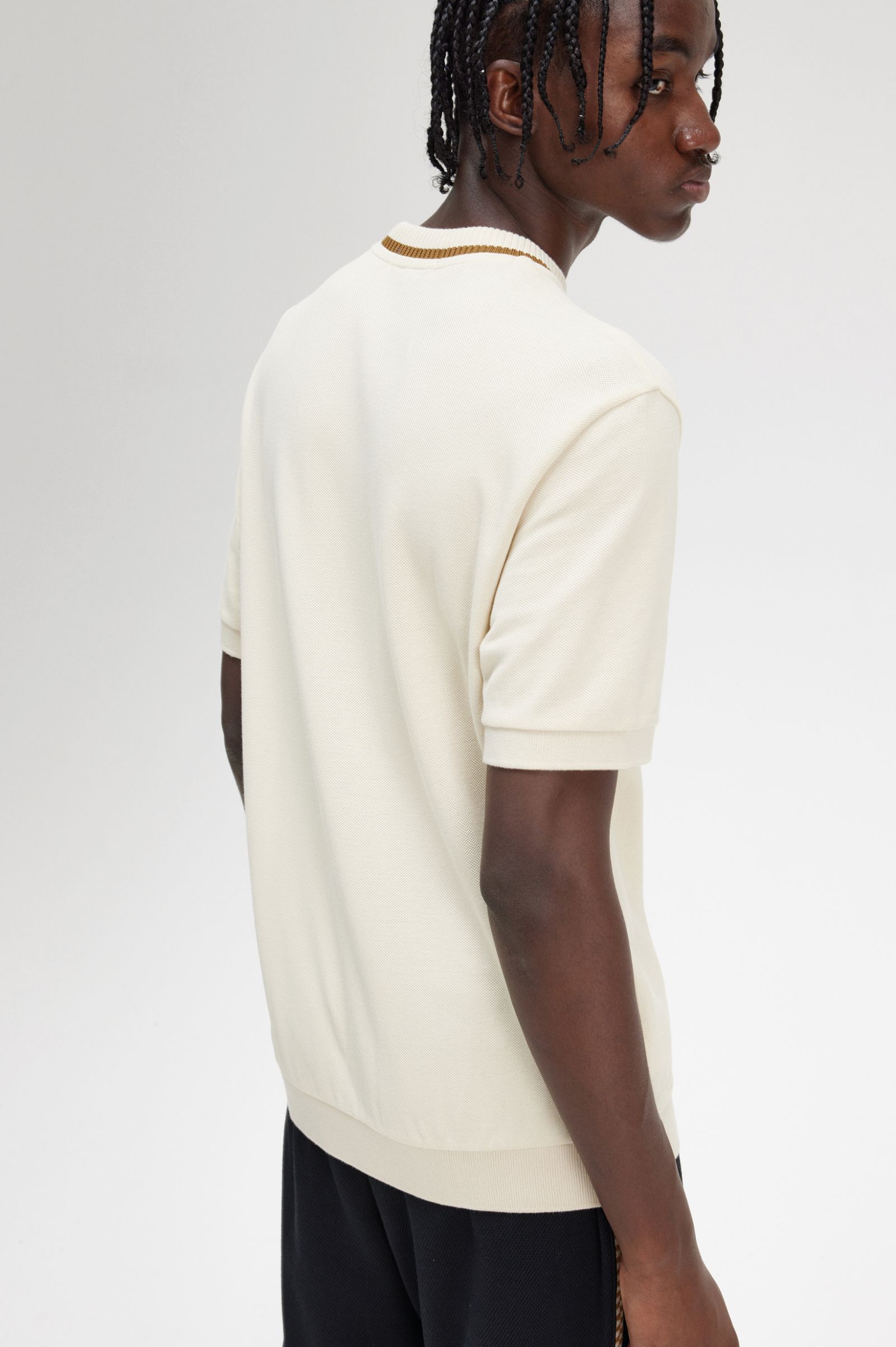 Crew Neck Piqué T-Shirt Oatmeal 7038976