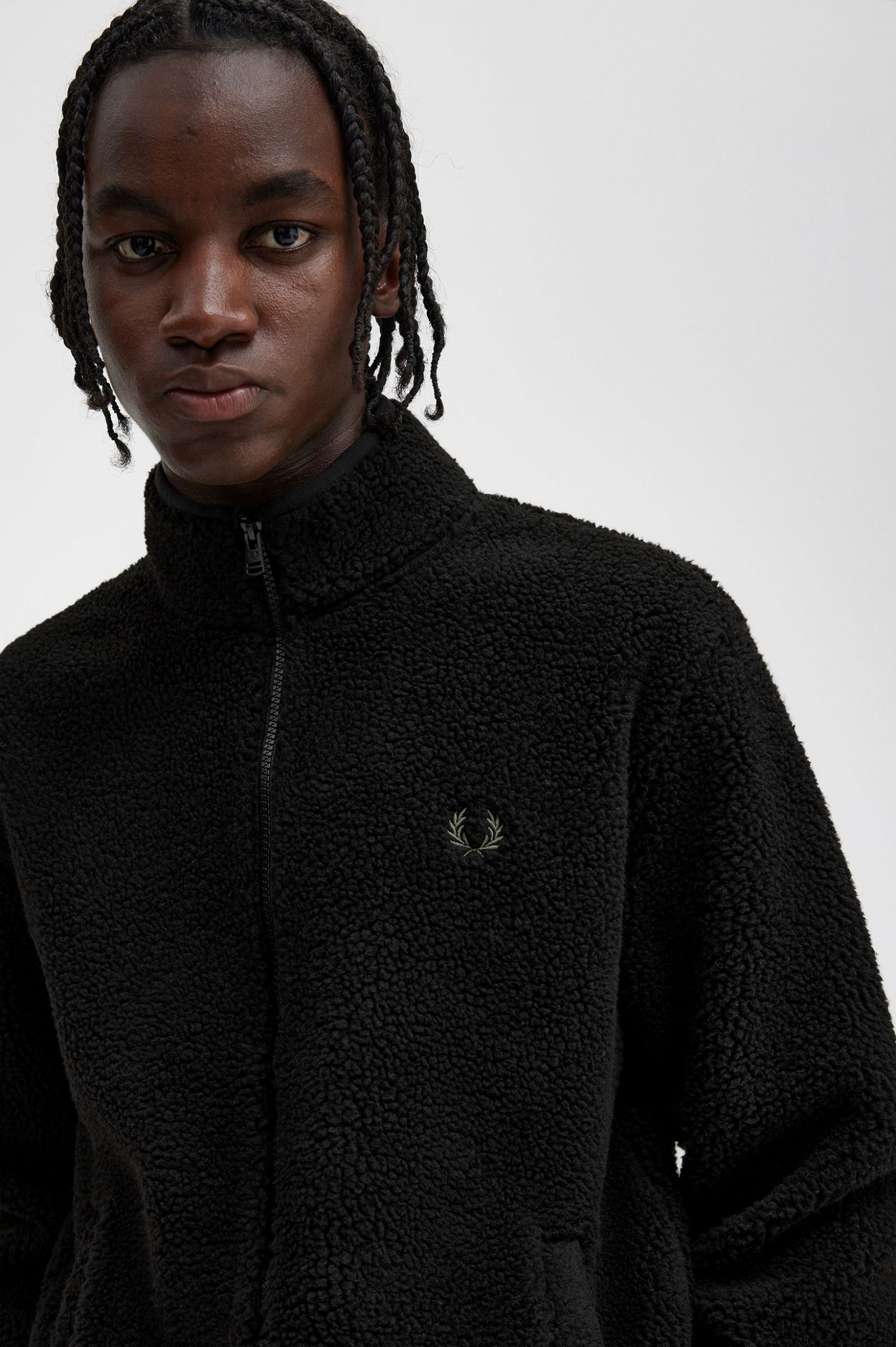 Zip Through Borg Fleece Black 7038394