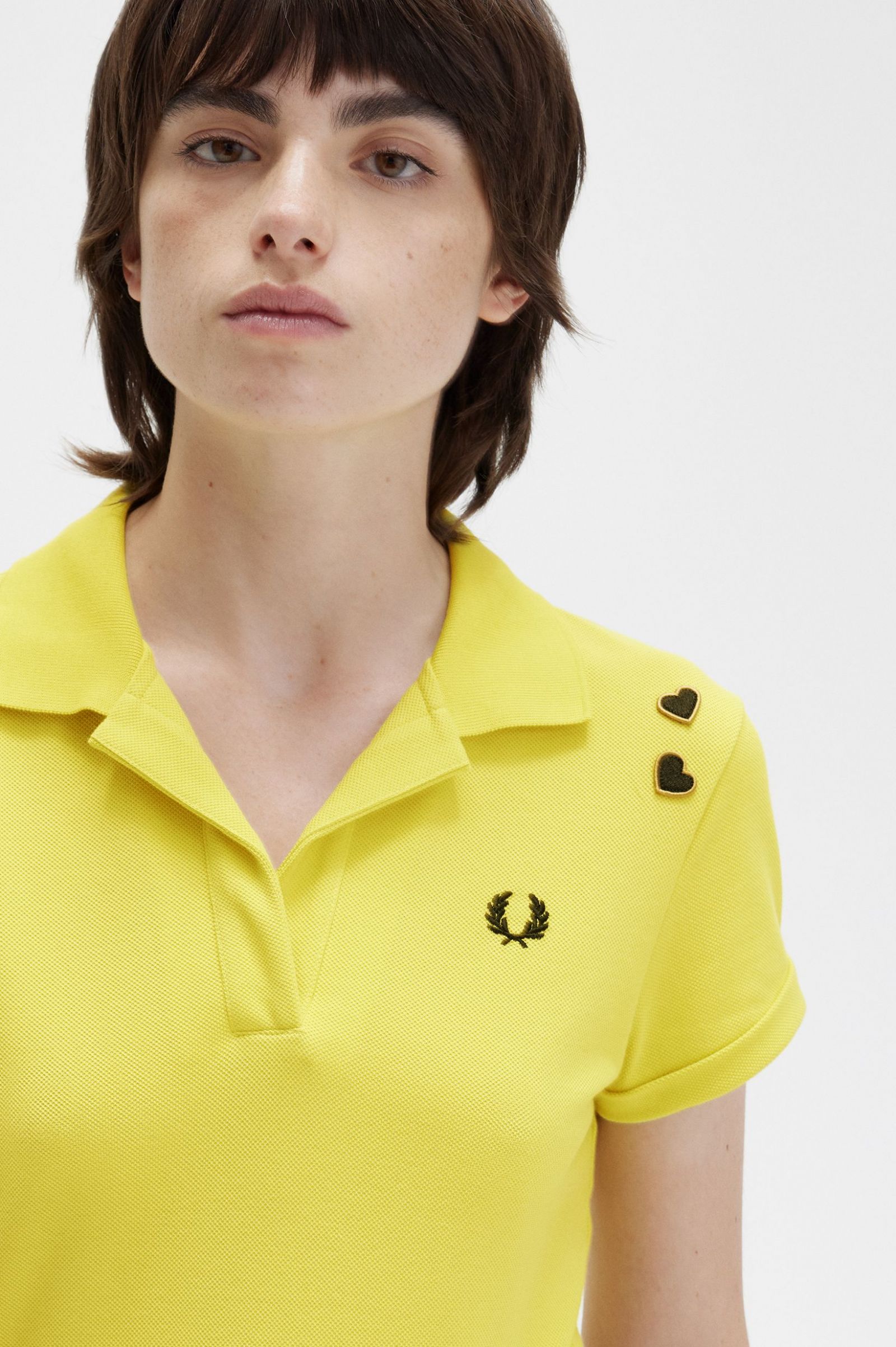 Amy Winehouse FoundationOpen Collar Piqué Shirt Yellow Pop 7039240