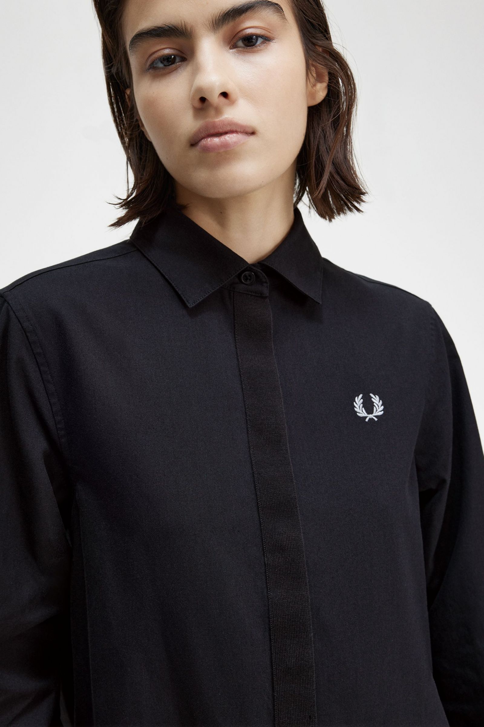 Fishtail Hem Shirt Dress Black 7039298