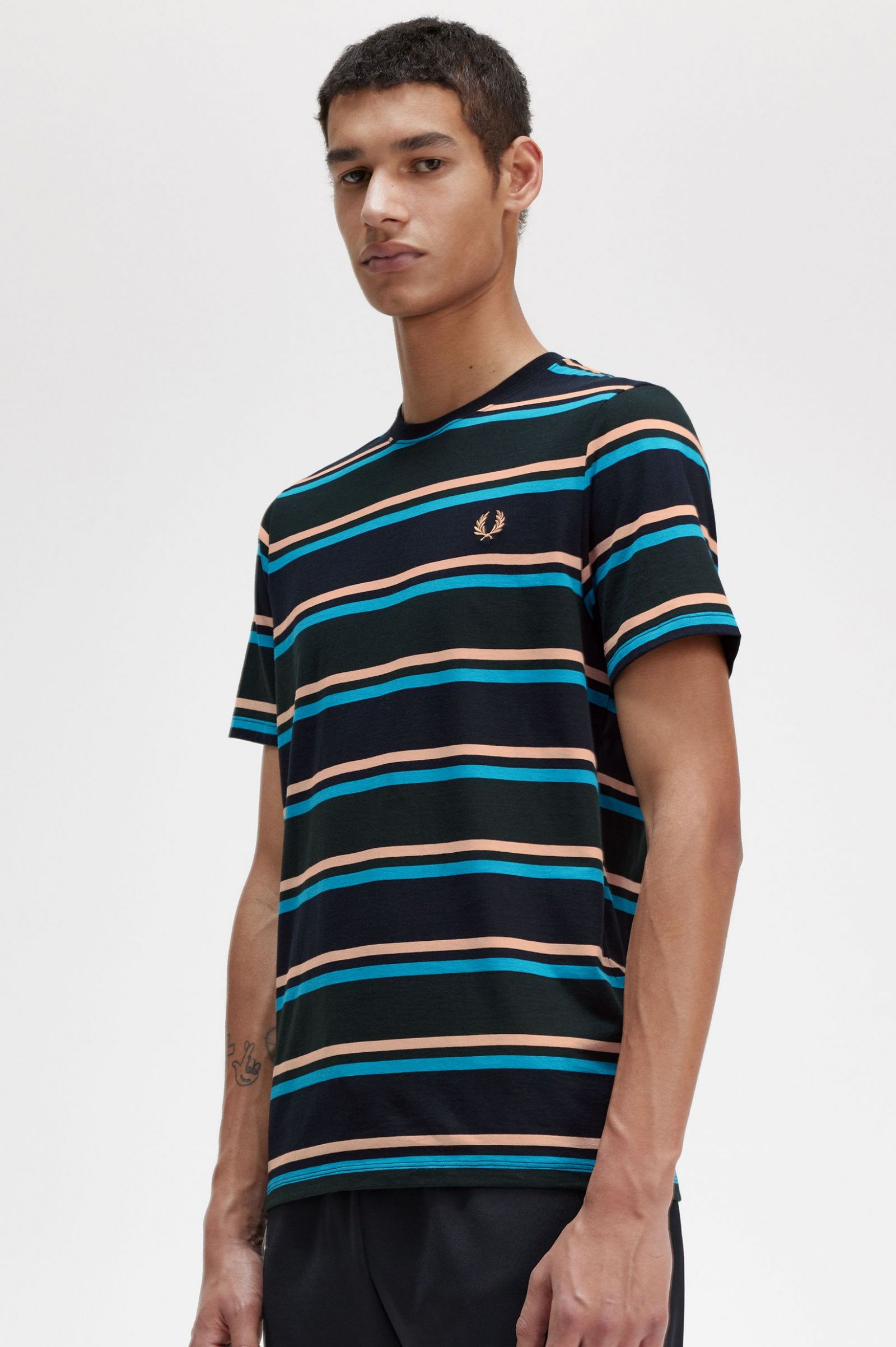 Bold Stripe T-Shirt Night Green 7038978