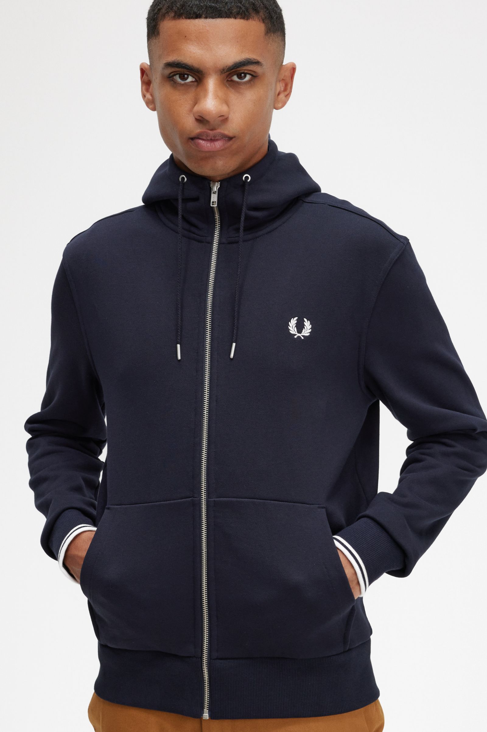 Hooded Zip Through Sweatshirt Navy 7038891