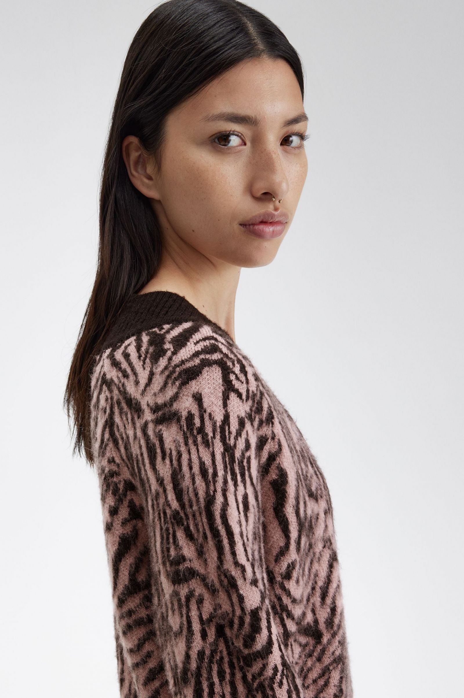 Amy Winehouse FoundationZebra Knitted Dress Dusty Rose Pink 7039308