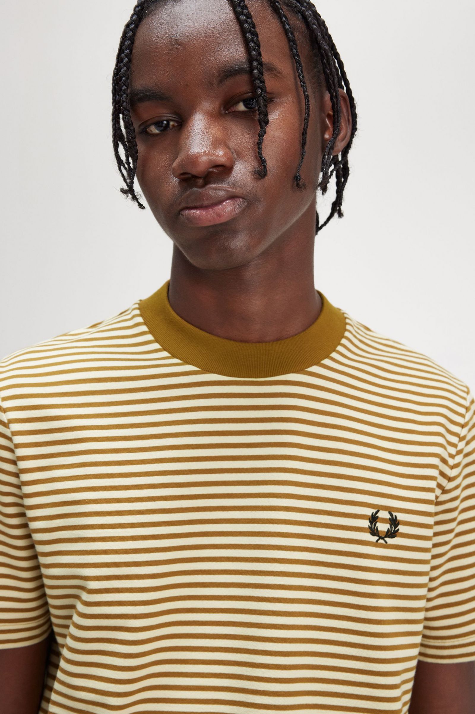 Fine Stripe Heavyweight T-Shirt Oatmeal / Dark Caramel 7038911