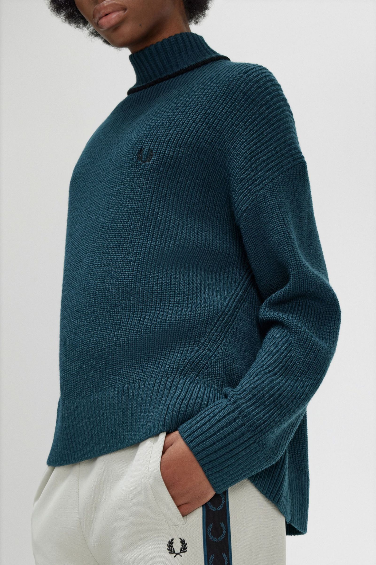 Fishtail Hem Mock Neck Jumper Petrol Blue 7039318