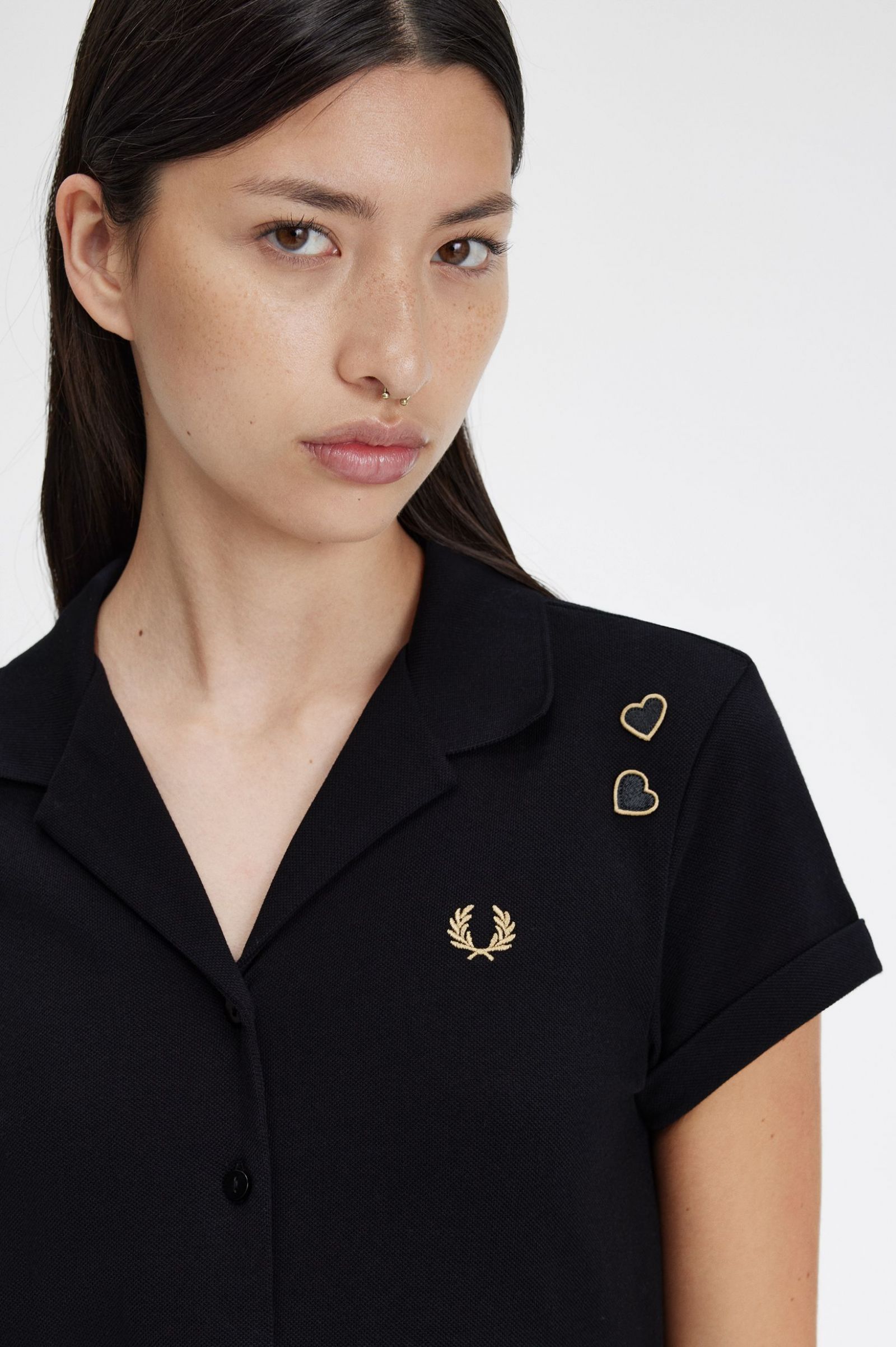 Amy Winehouse FoundationButton Through Pique Shirt Dress Black 7039225