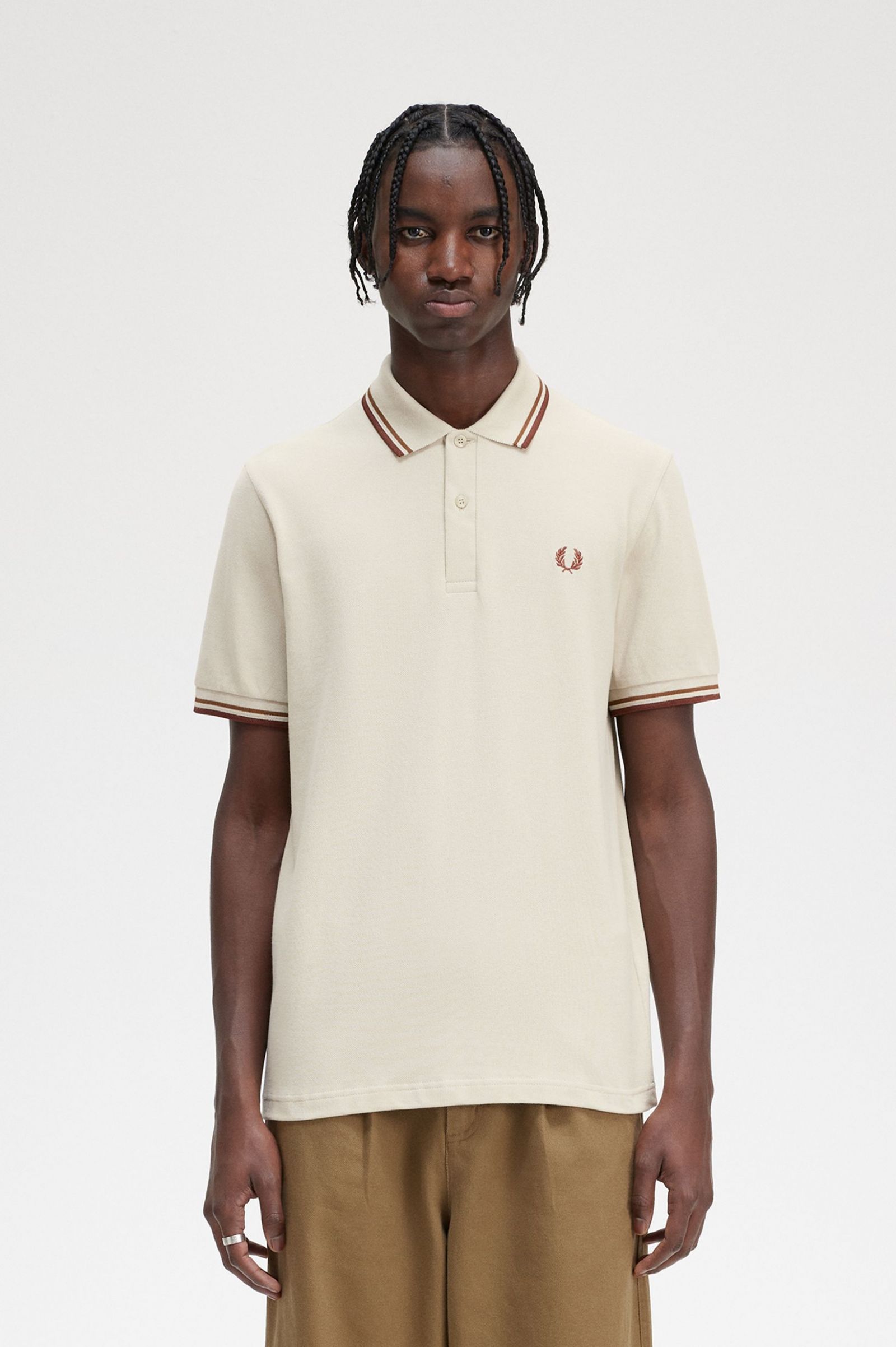 The Fred Perry ShirtM12 Oatmeal / Dark Caramel / Whisky Brown 7039035