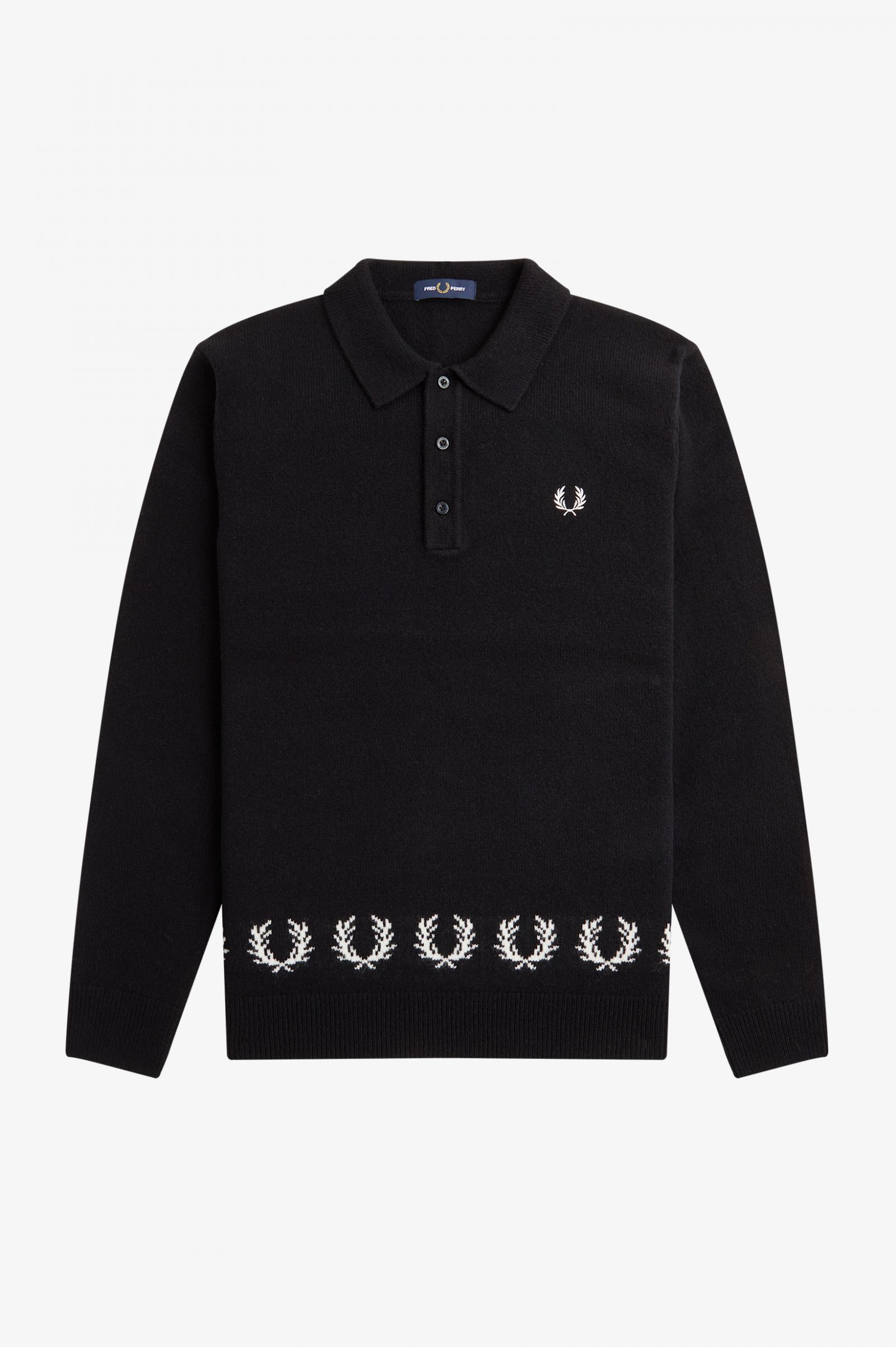 Laurel Wreath Trim Knitted Shirt Black 7038328