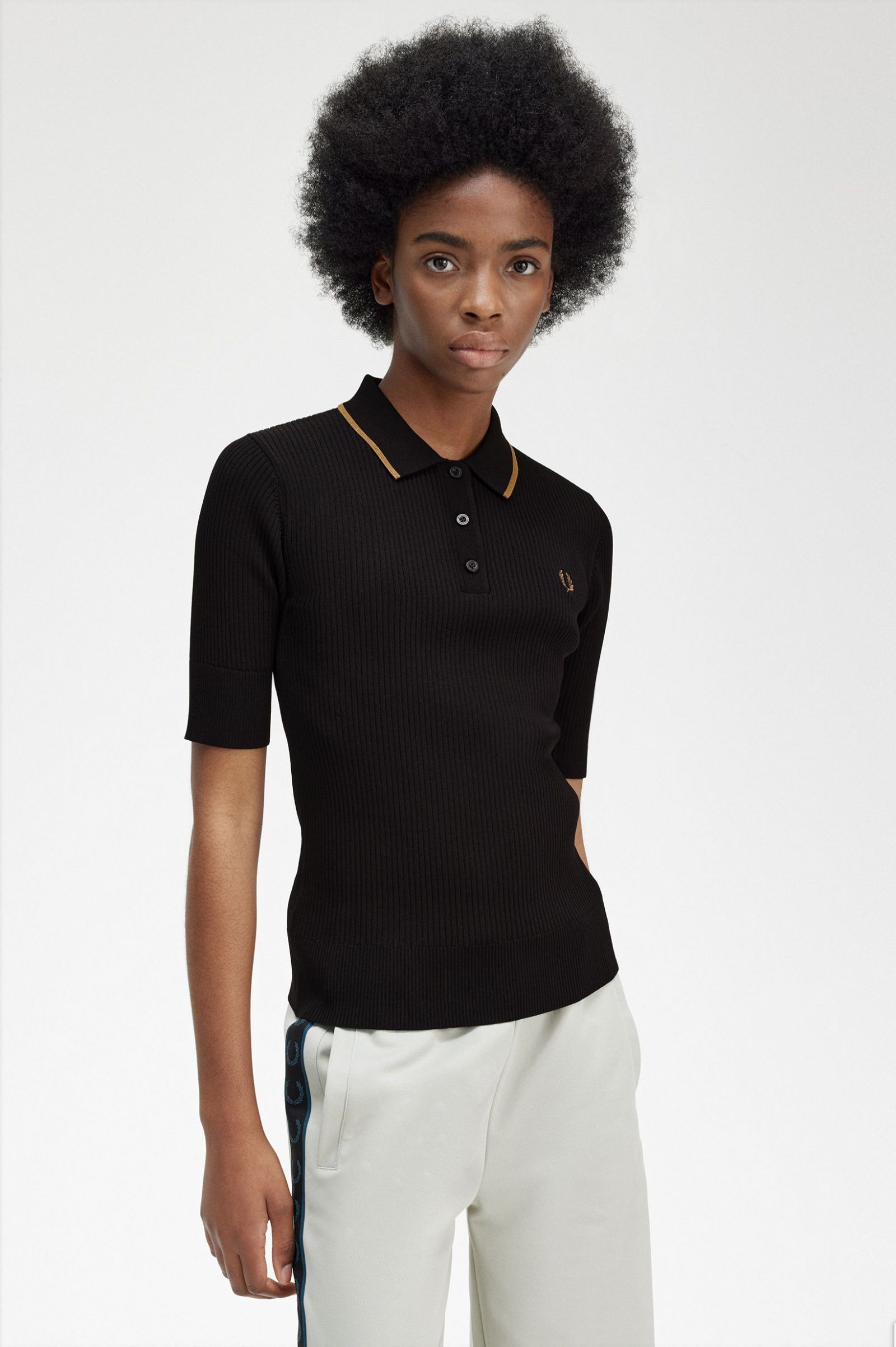 Ribbed Knitted Shirt Black 7039328