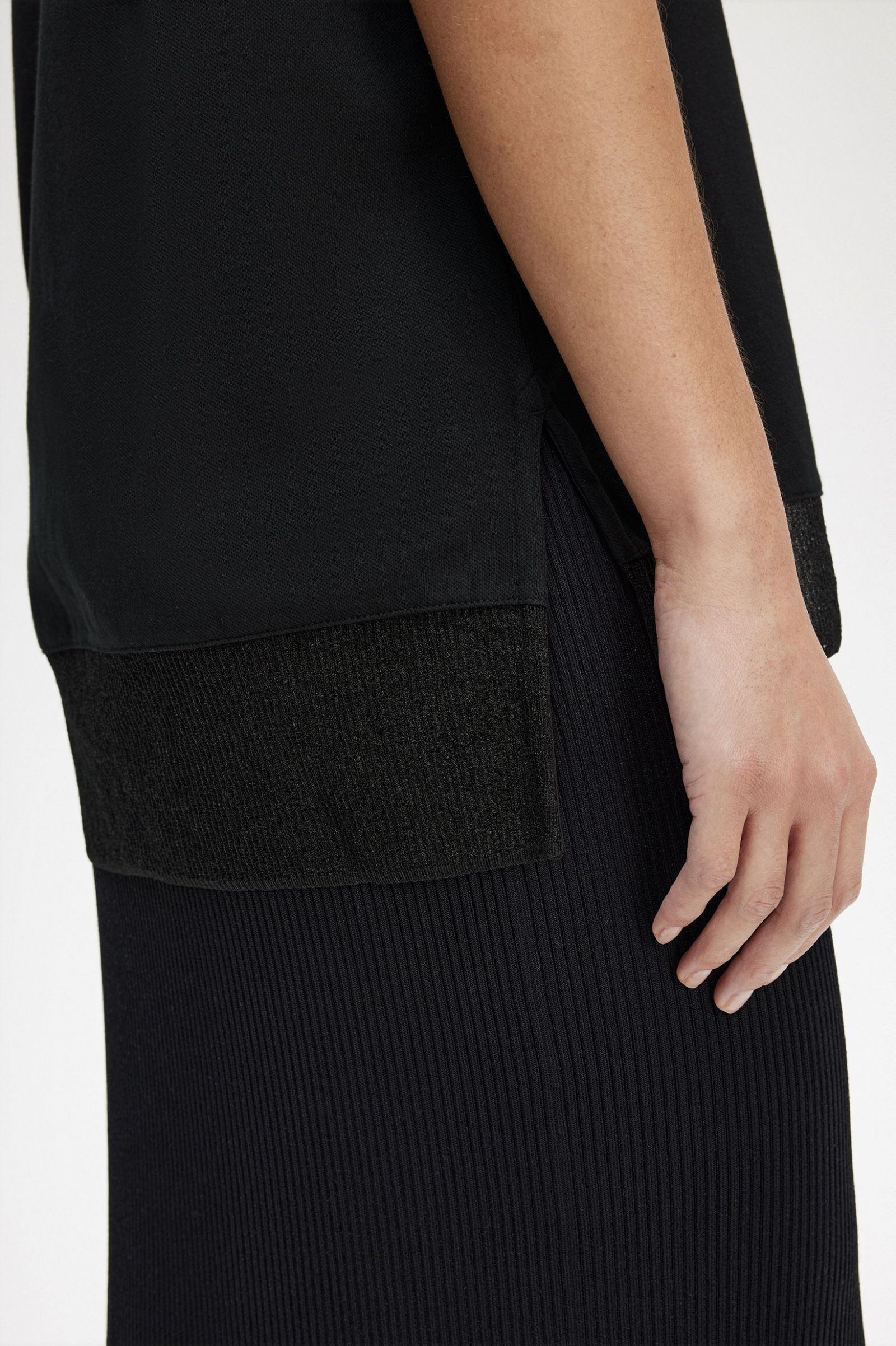 Sheer Trim Piqué T-Shirt Black 7039438
