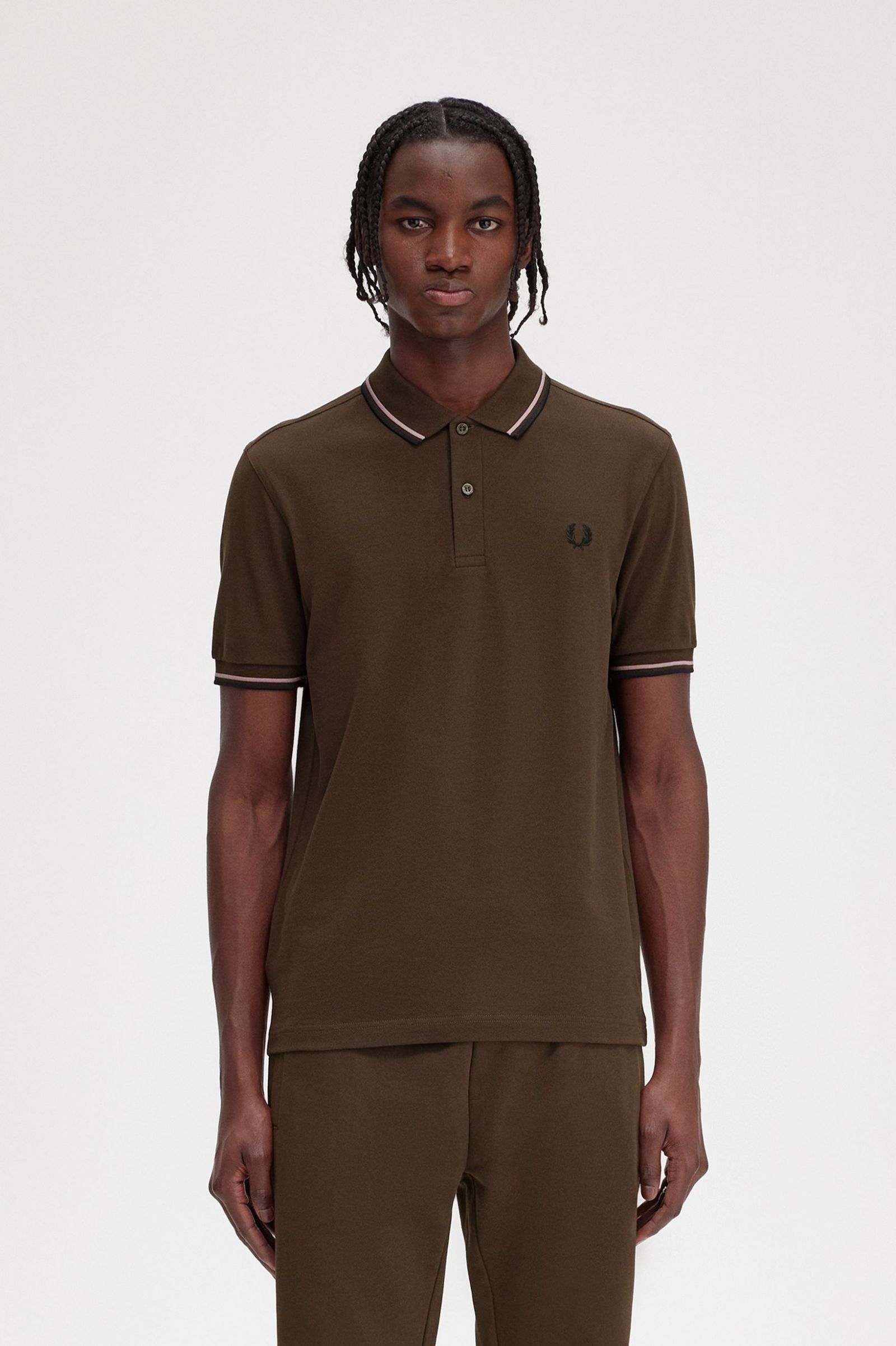 The Fred Perry ShirtM3600 Burnt Tobacco / Dark Pink / Black 7039076