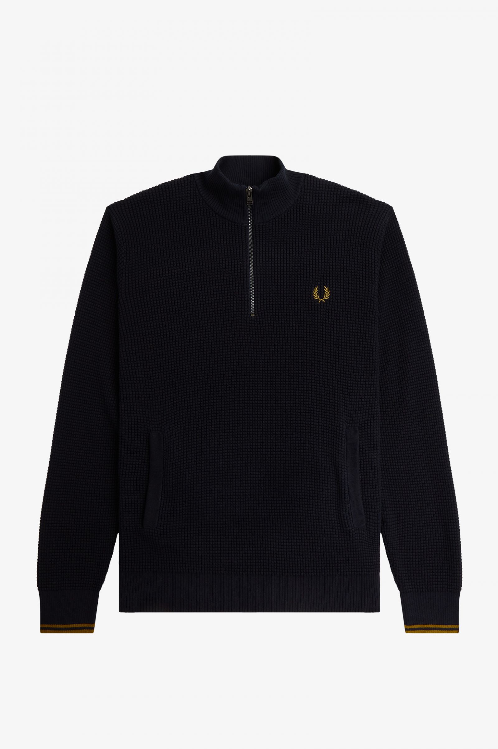 Waffle Stitch Half Zip Jumper Navy 7038337