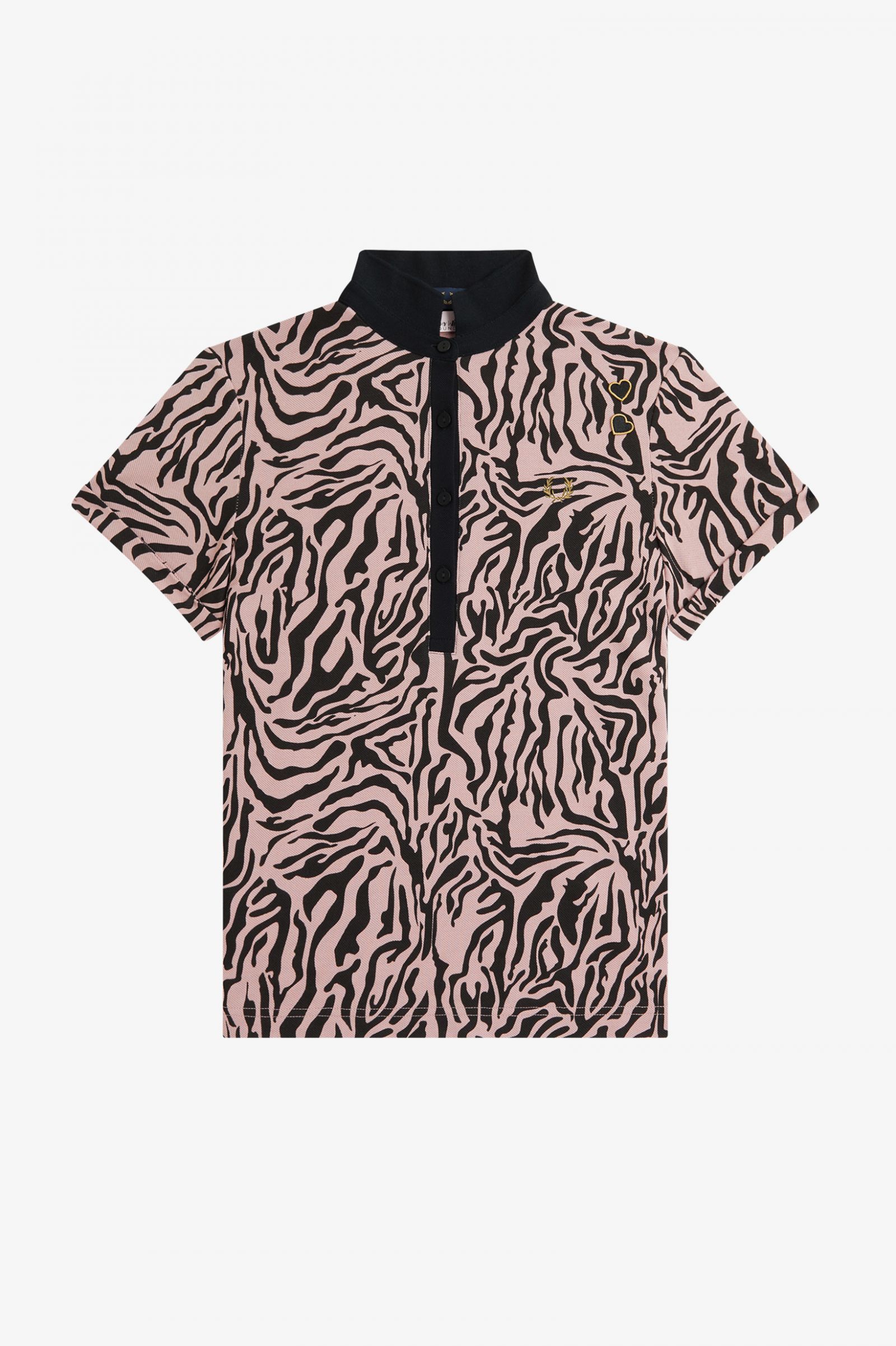 Amy Winehouse FoundationZebra Print Polo Shirt Dusty Rose Pink 7039387