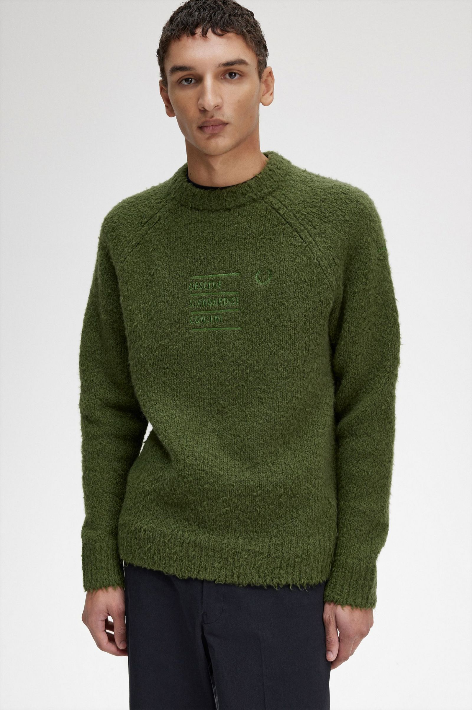Raf SimonsTextured Knitted Jumper Chive 7038641
