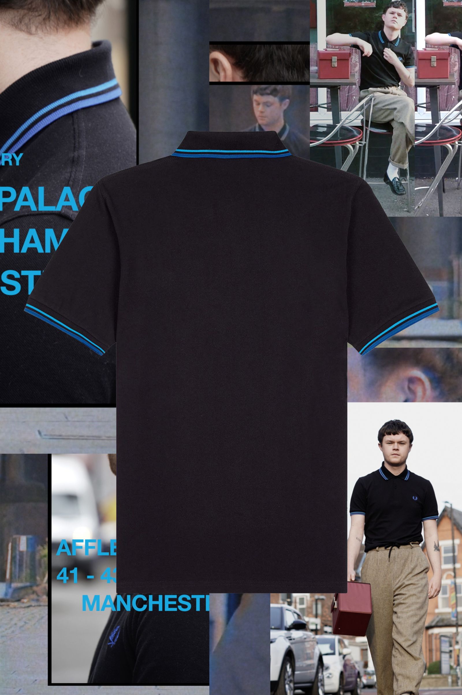 The Fred Perry ShirtM12 Black / Stockport Sky Blue Blue / Manchester Blue 7038060