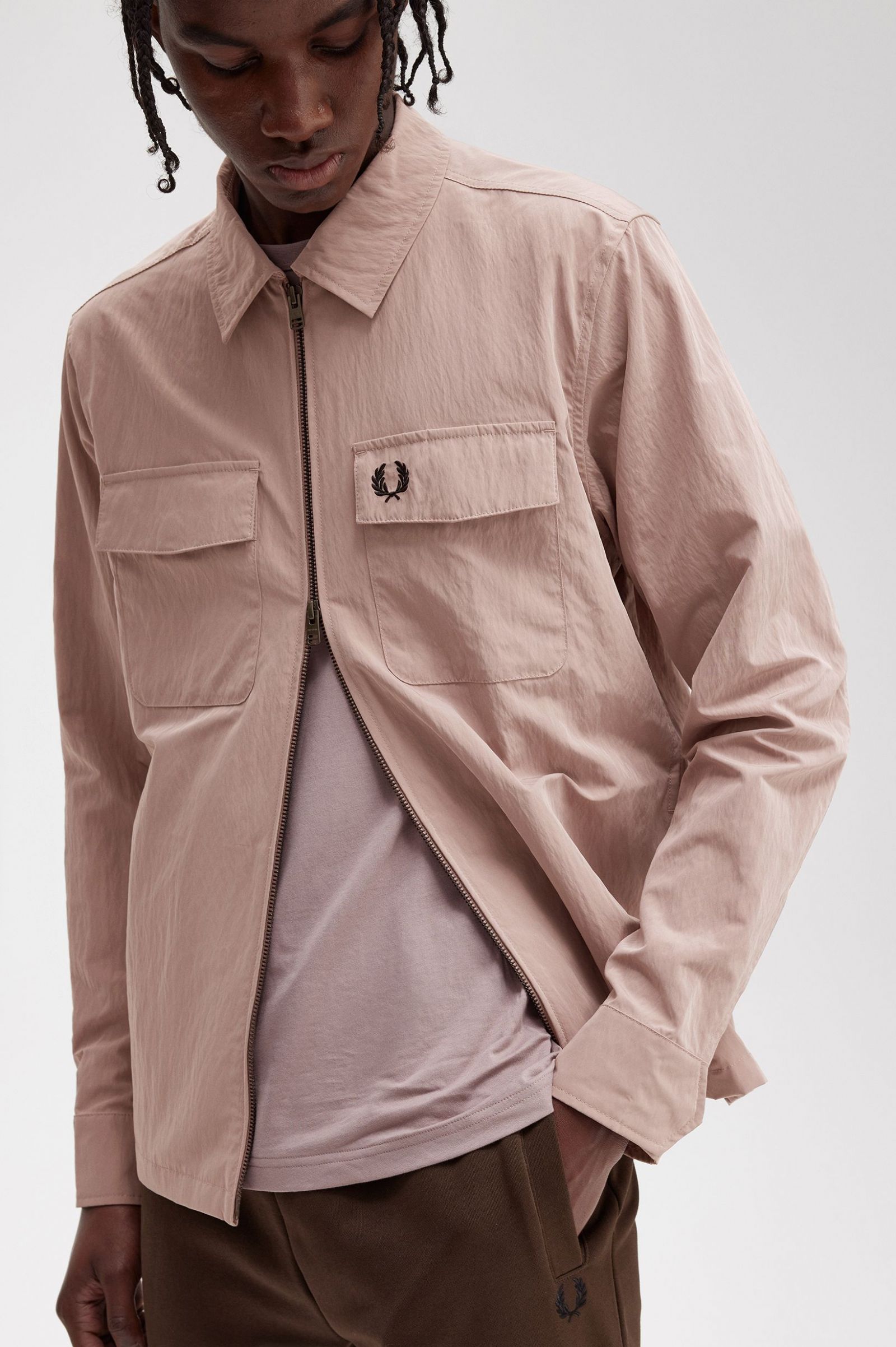 Zip-Through Overshirt Dark Pink 7038494