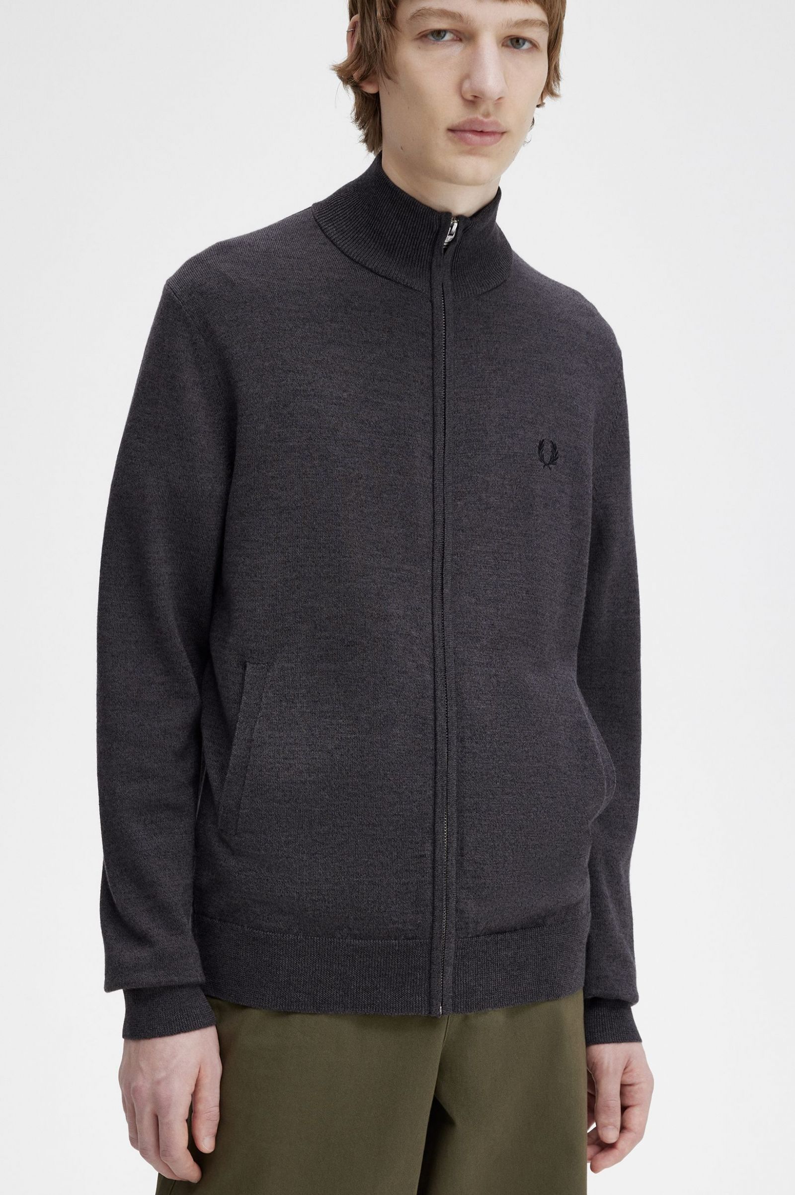 Classic Zip Through Cardigan Dark Grey Marl 7038326