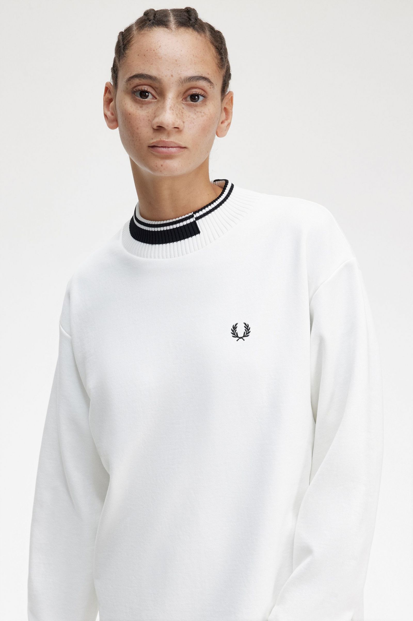 Tipped Trim Sweatshirt Snow White 7039419