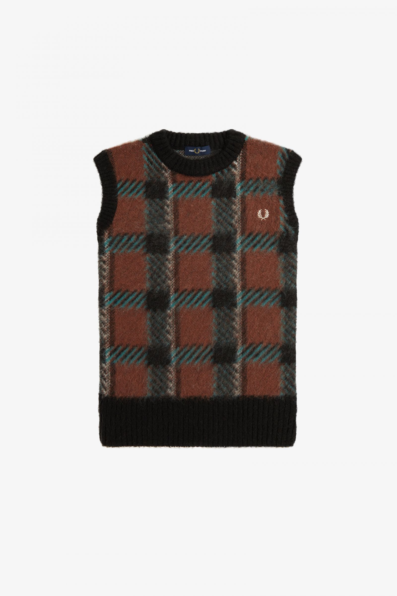 Glitch Tartan Knitted Tank Whisky Brown 7039311